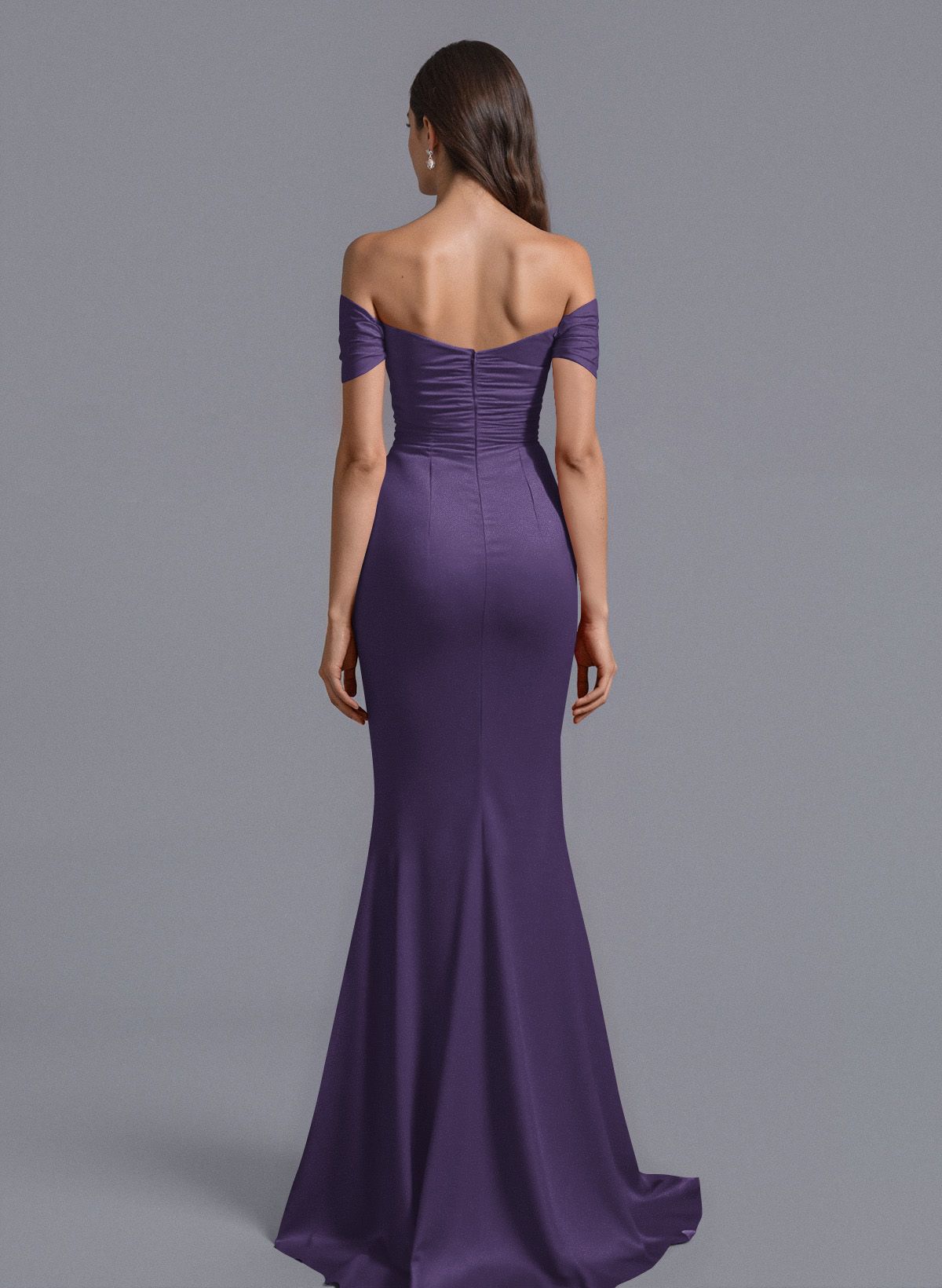 Trumpet/Mermaid Off-The-Shoulder Silk Like Satin Bridesmaid Dresses With Split Front, product image 69