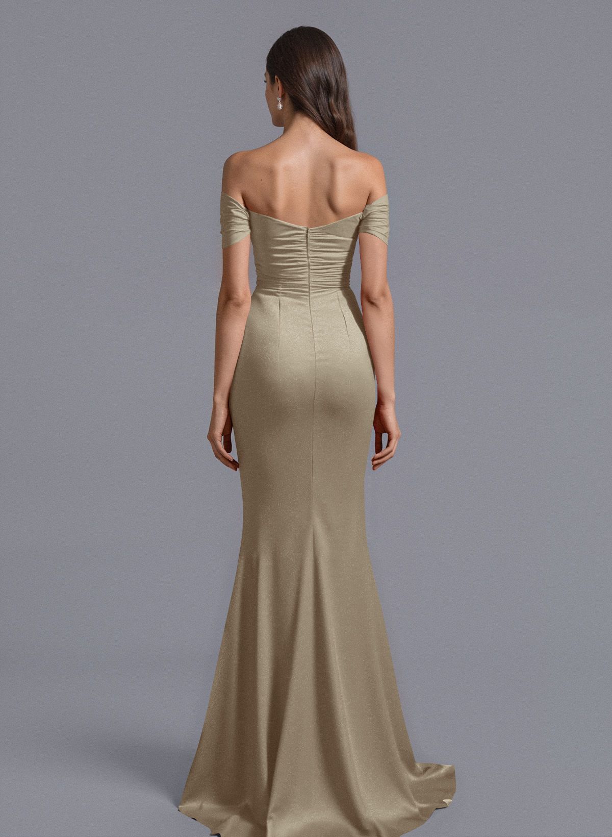 Trumpet/Mermaid Off-The-Shoulder Silk Like Satin Bridesmaid Dresses With Split Front, product image 105