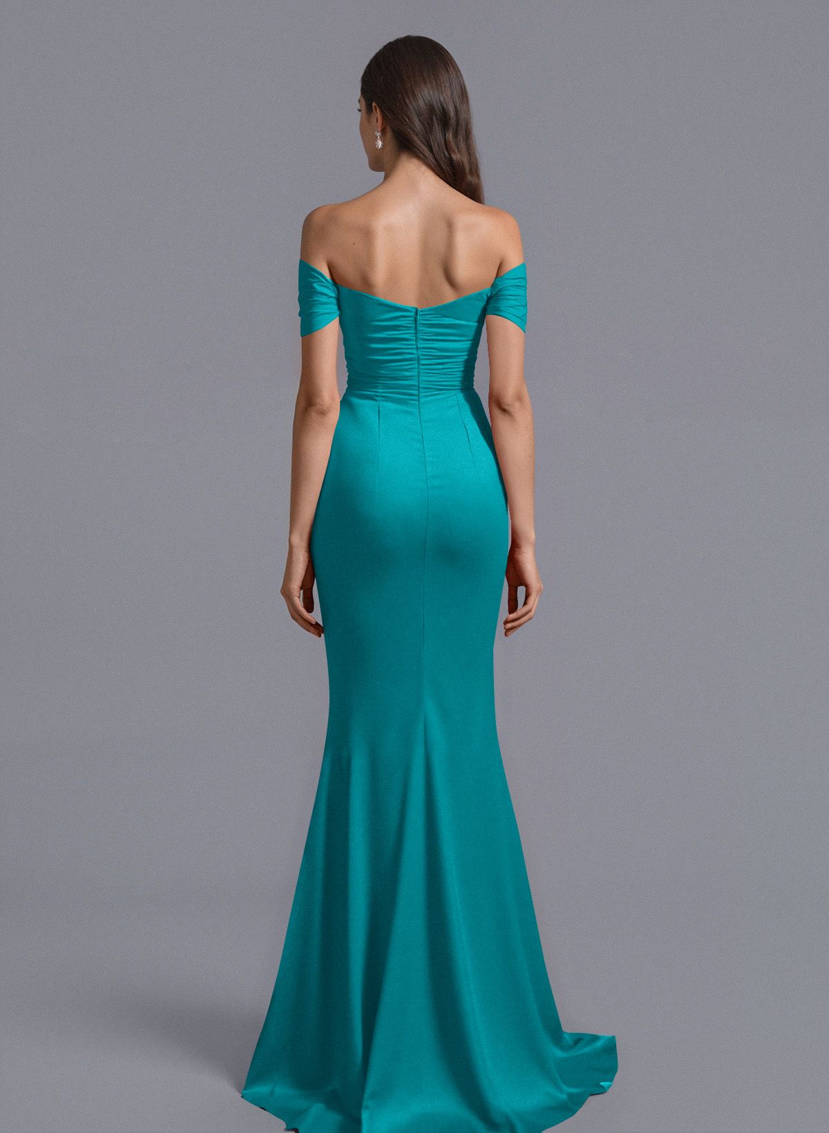 Trumpet/Mermaid Off-The-Shoulder Silk Like Satin Bridesmaid Dresses With Split Front, product image 150