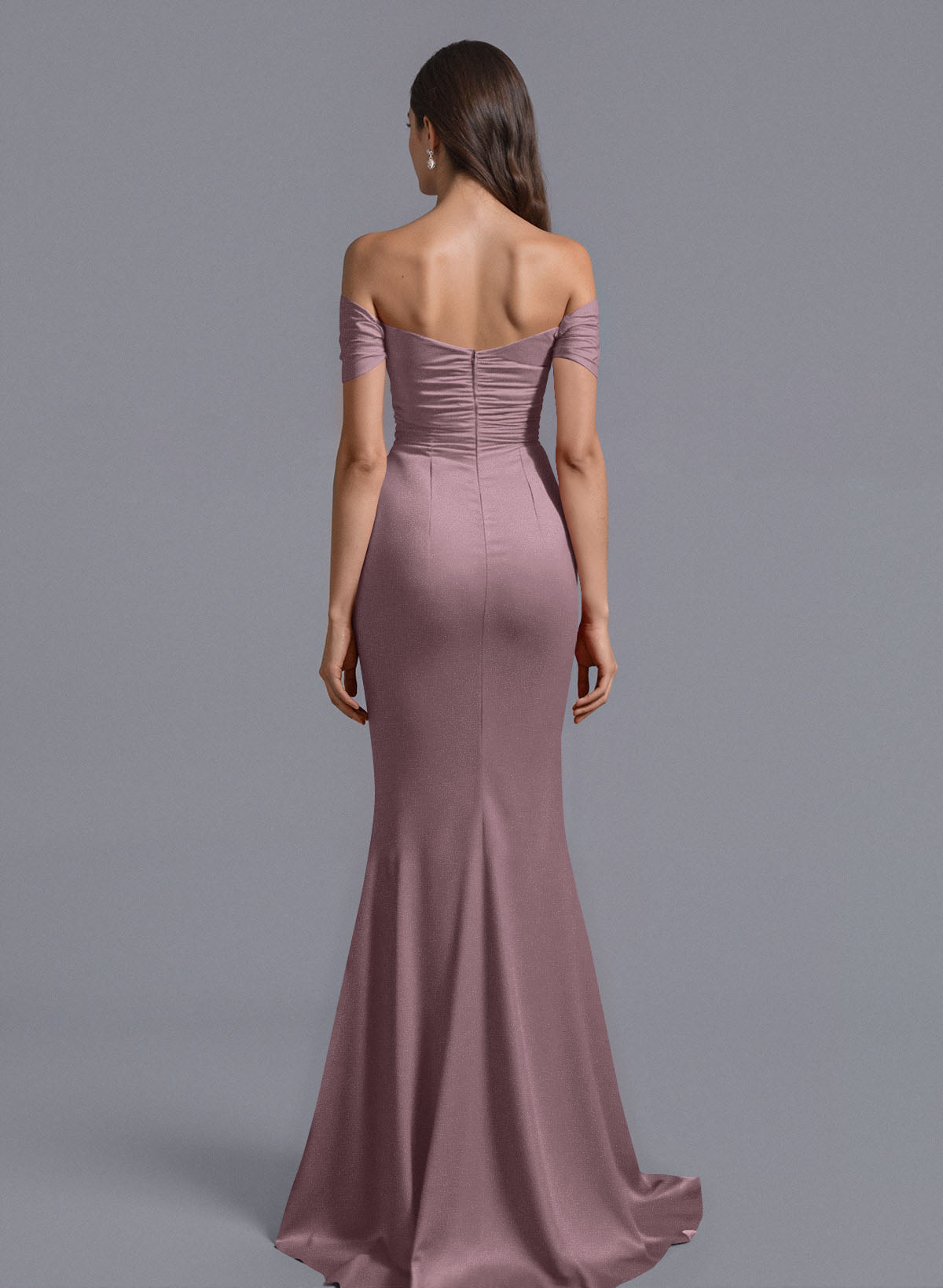 Trumpet/Mermaid Off-The-Shoulder Silk Like Satin Bridesmaid Dresses With Split Front, product image 57