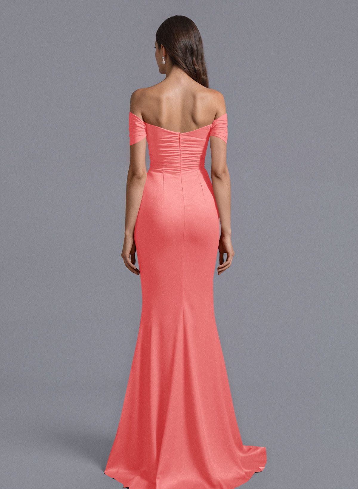 Trumpet/Mermaid Off-The-Shoulder Silk Like Satin Bridesmaid Dresses With Split Front, product image 33