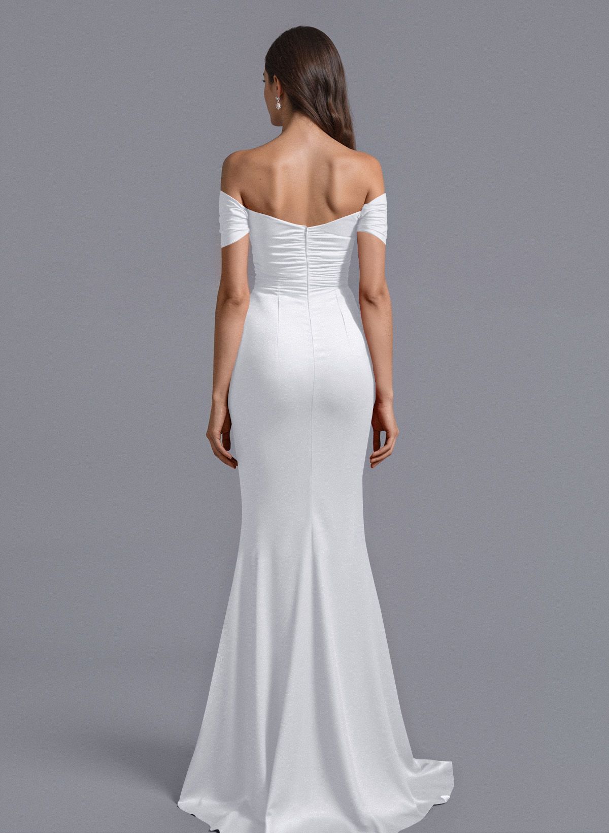 Trumpet/Mermaid Off-The-Shoulder Silk Like Satin Bridesmaid Dresses With Split Front, product image 123