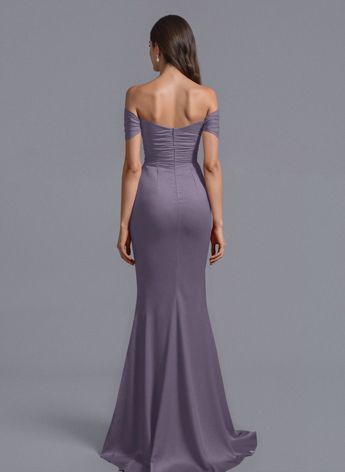 Trumpet/Mermaid Off-The-Shoulder Silk Like Satin Bridesmaid Dresses With Split Front, product image 54