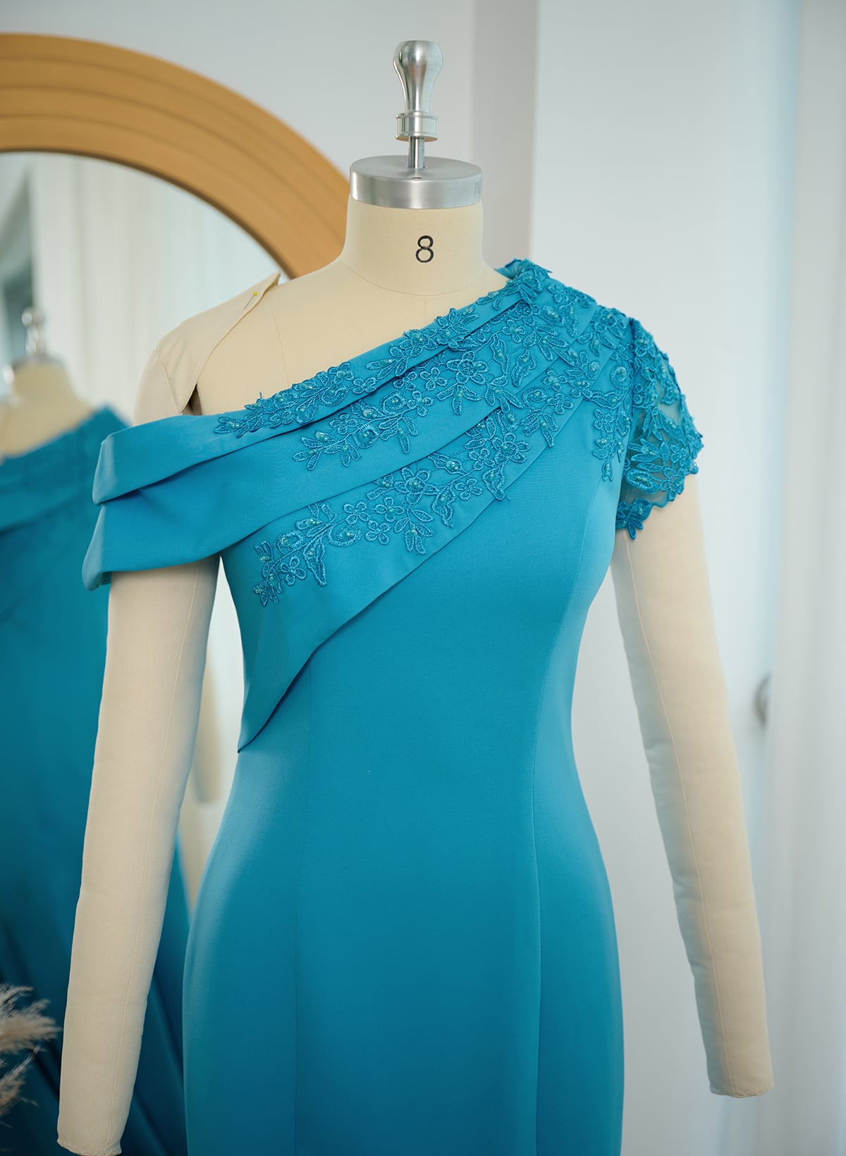 Sheath Asymmetrical Neck Short Sleeves Sweep Train Elastic Satin Mother Of The Bride Dresses