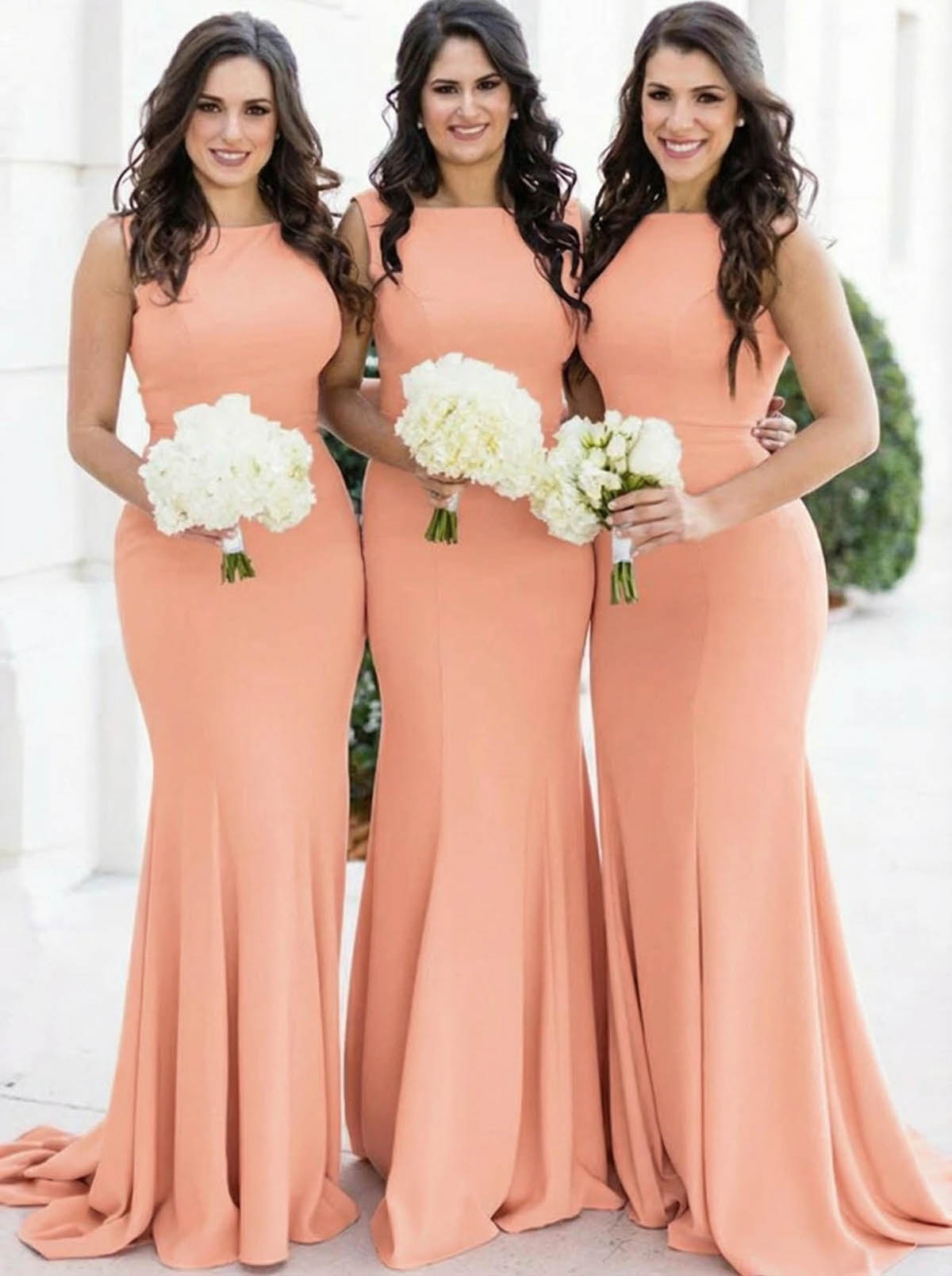Sheath/Column Square Neckline Sleeveless Elegant Satin Bridesmaid Dresses, product image 16