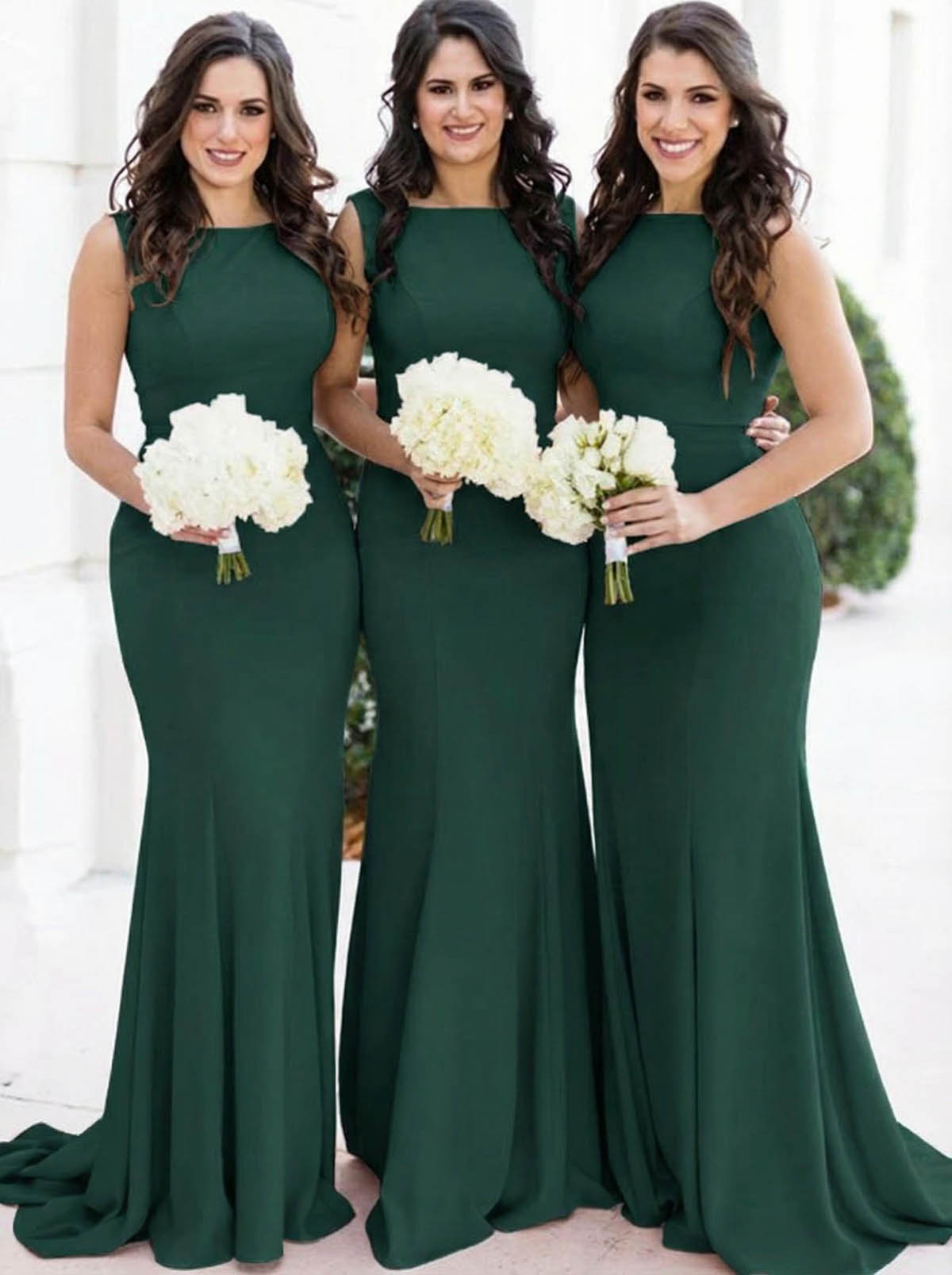 Sheath/Column Square Neckline Sleeveless Elegant Satin Bridesmaid Dresses, product image 22