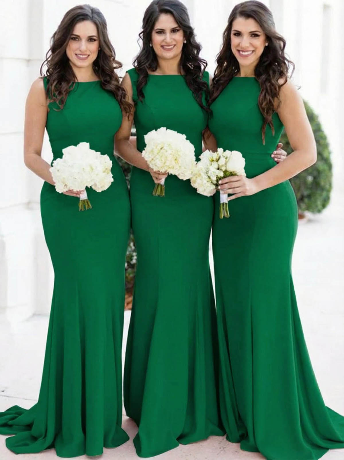 Sheath/Column Square Neckline Sleeveless Elegant Satin Bridesmaid Dresses, product image 43