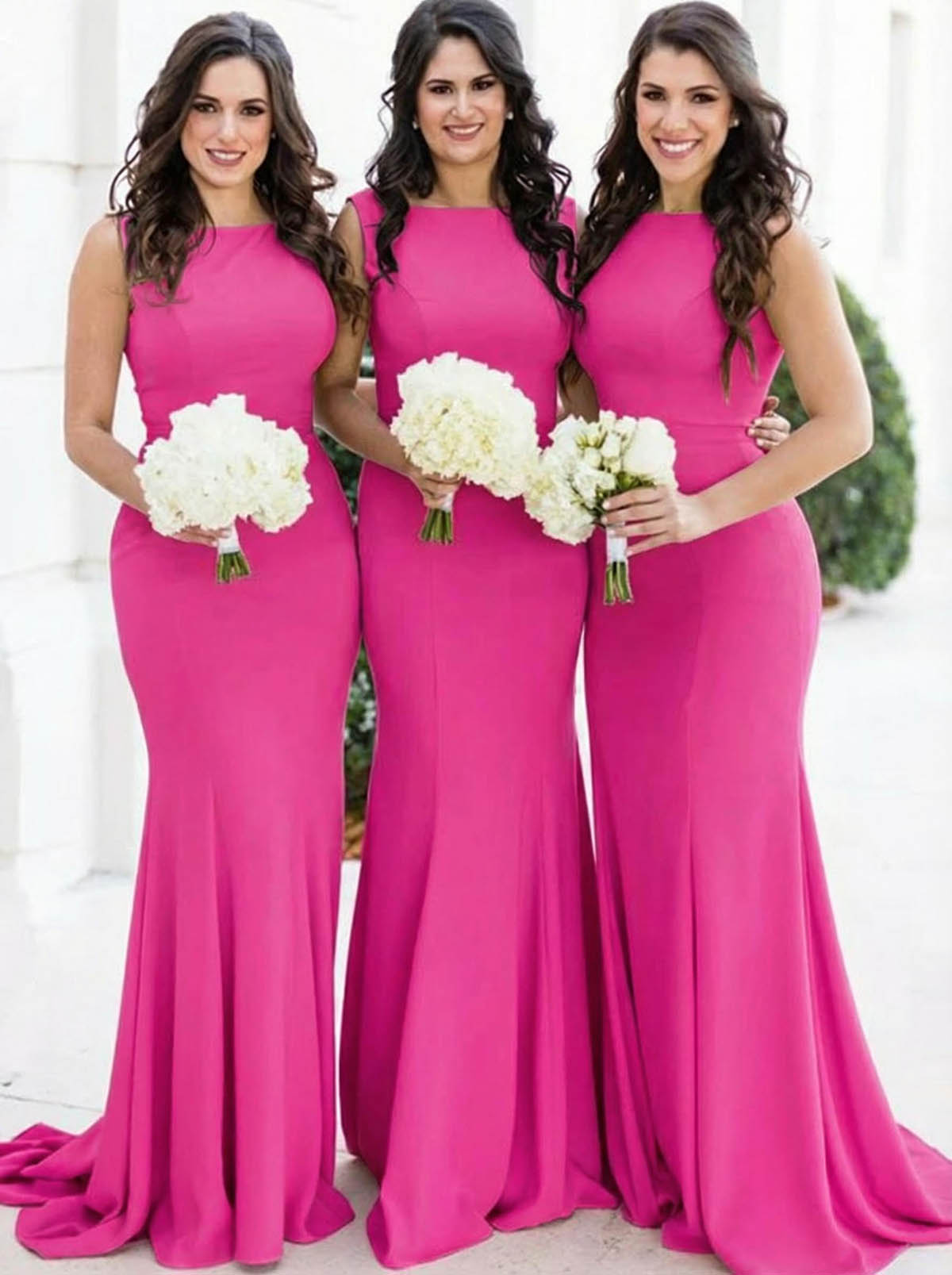 Sheath/Column Square Neckline Sleeveless Elegant Satin Bridesmaid Dresses, product image 38