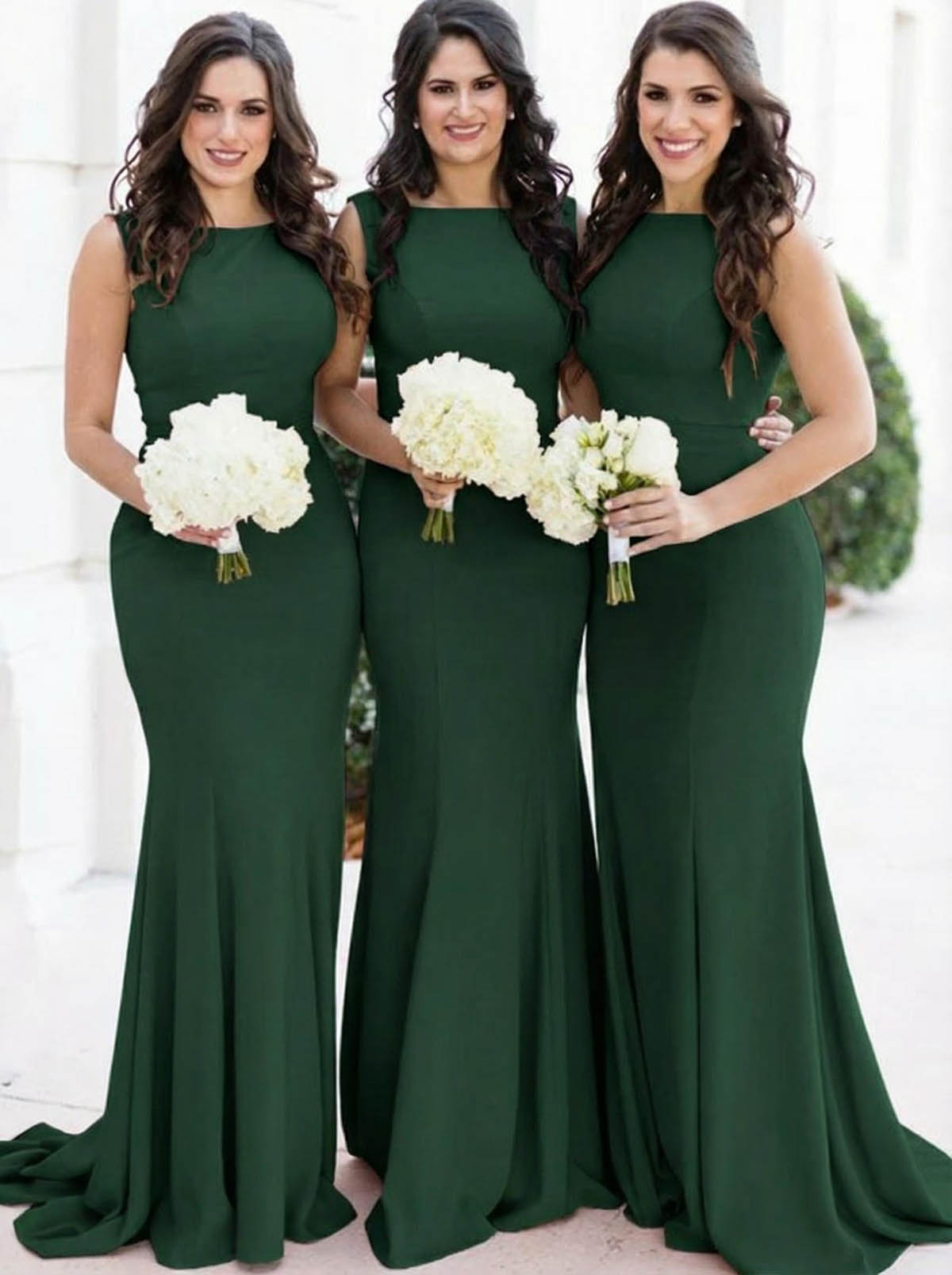 Sheath/Column Square Neckline Sleeveless Elegant Satin Bridesmaid Dresses, product image 23