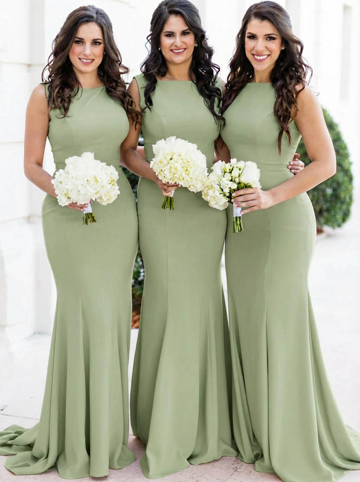 Sheath/Column Square Neckline Sleeveless Elegant Satin Bridesmaid Dresses, product image 39