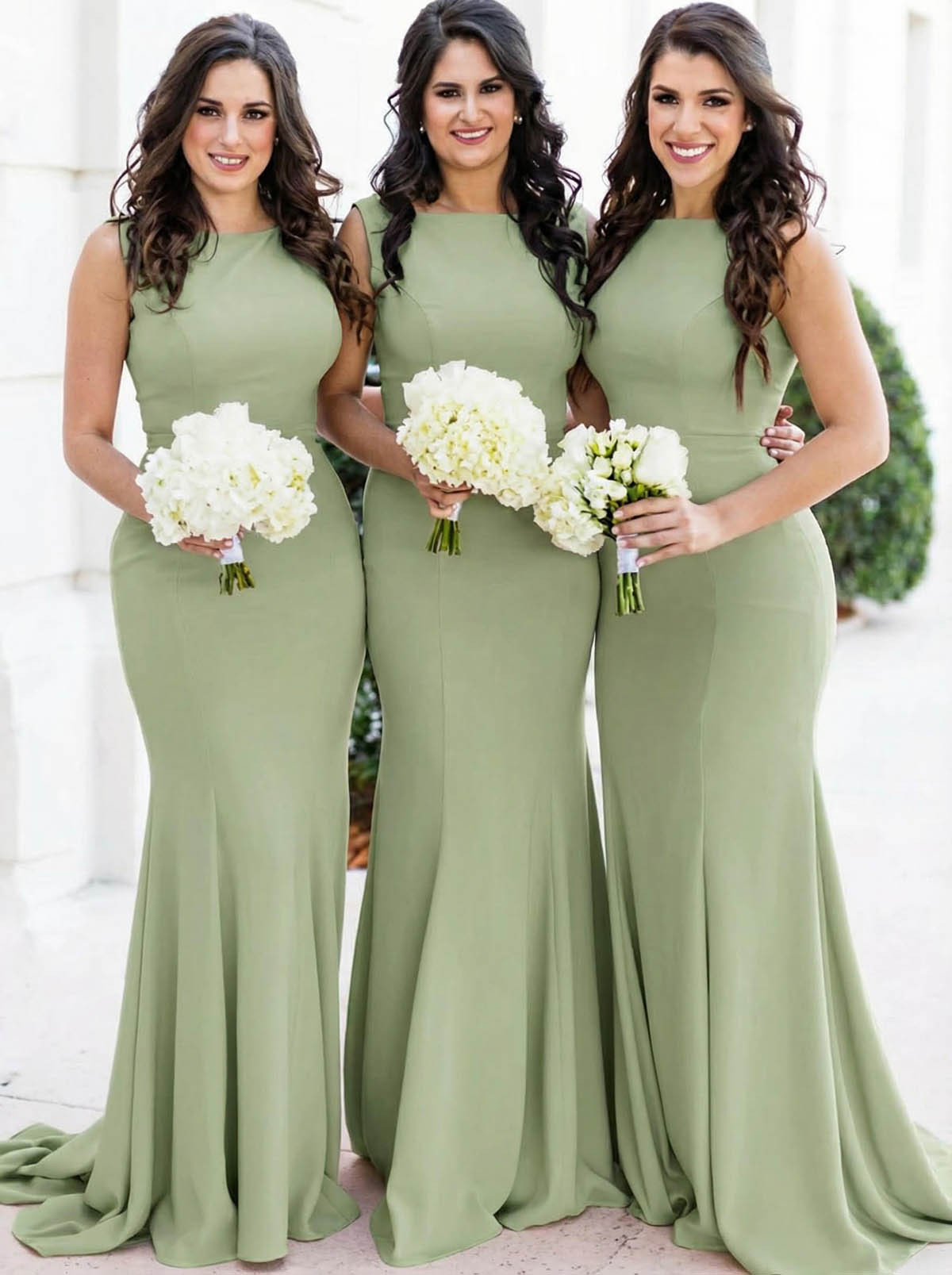 Sheath/Column Square Neckline Sleeveless Elegant Satin Bridesmaid Dresses, product image 39