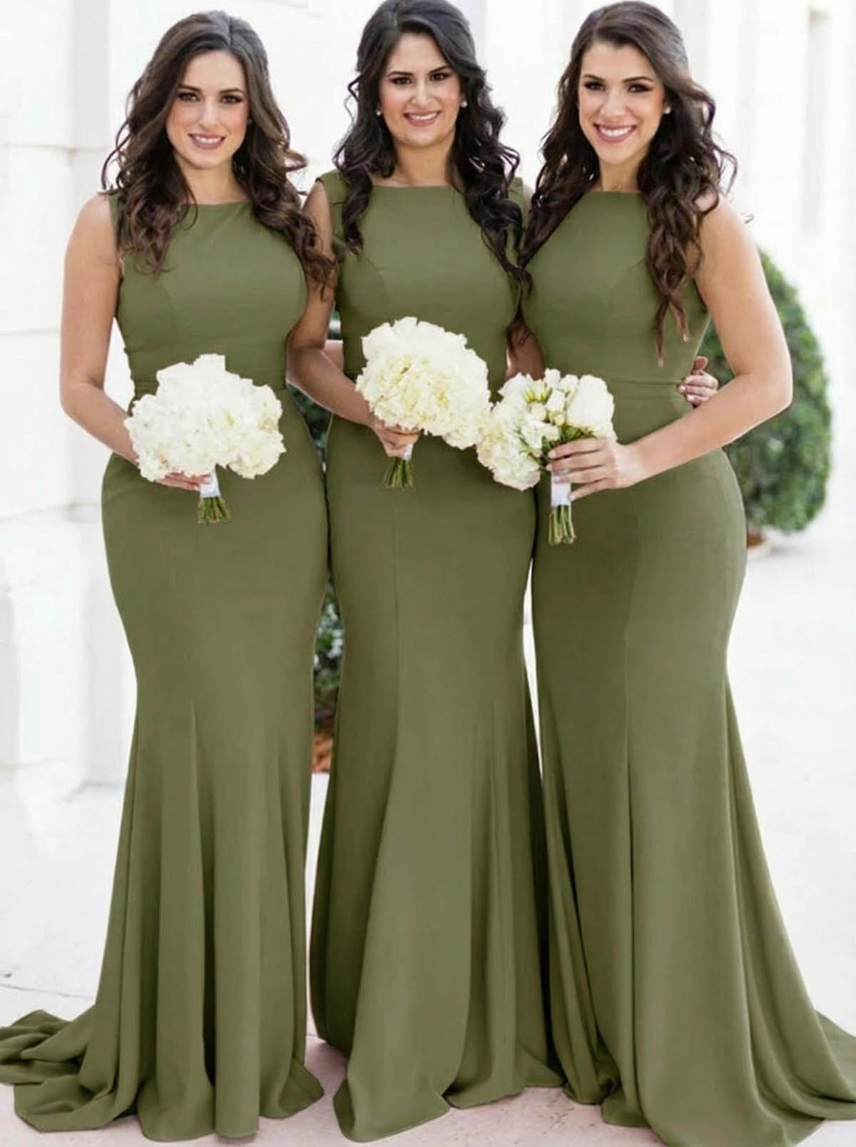 Sheath/Column Square Neckline Sleeveless Elegant Satin Bridesmaid Dresses, product image 41