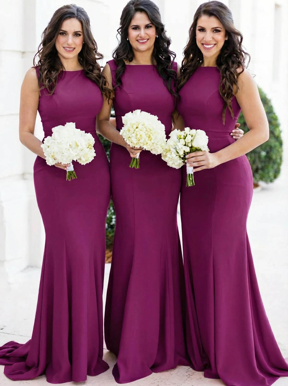 Sheath/Column Square Neckline Sleeveless Elegant Satin Bridesmaid Dresses, product image 19