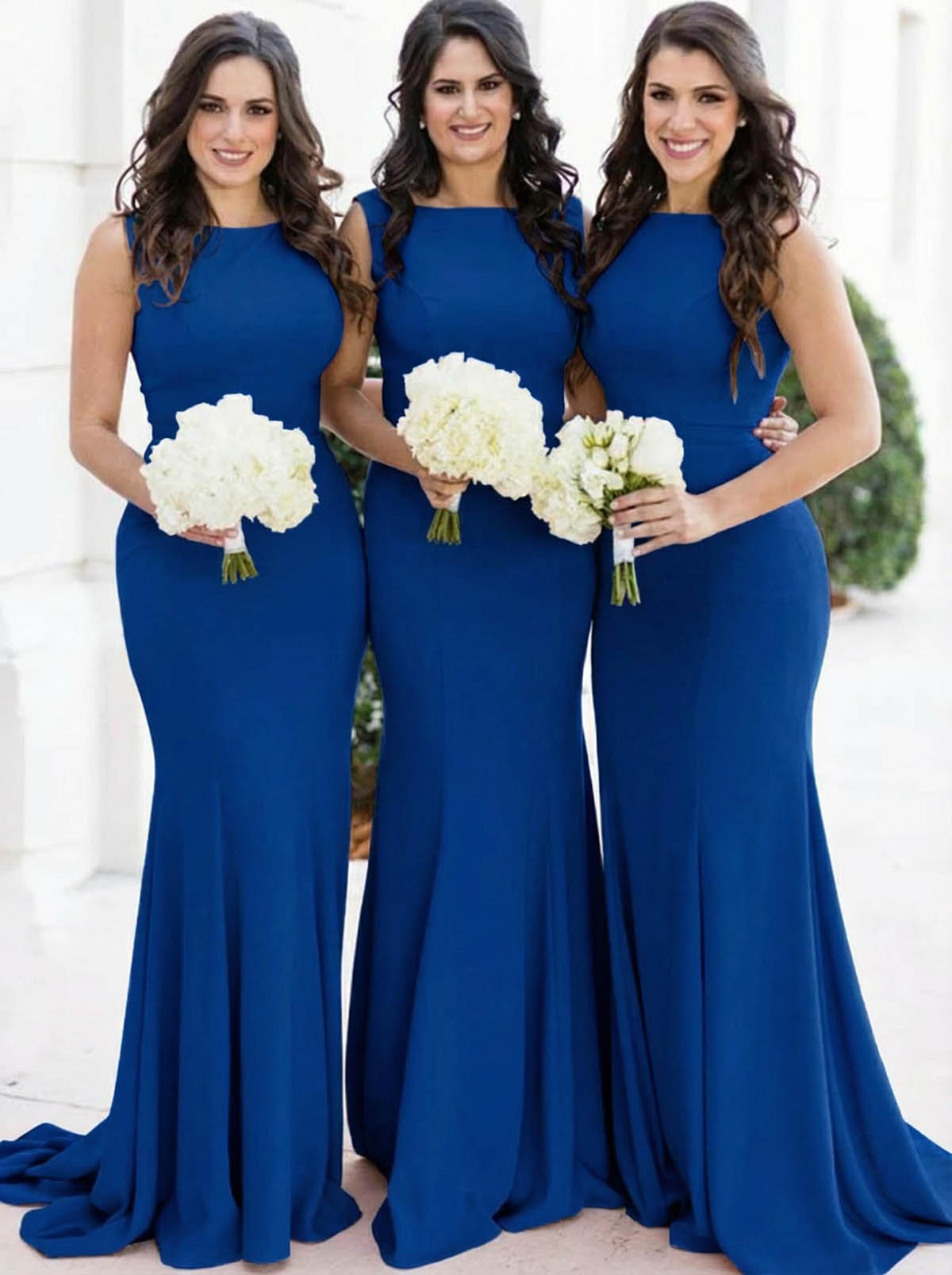 Sheath/Column Square Neckline Sleeveless Elegant Satin Bridesmaid Dresses, product image 6