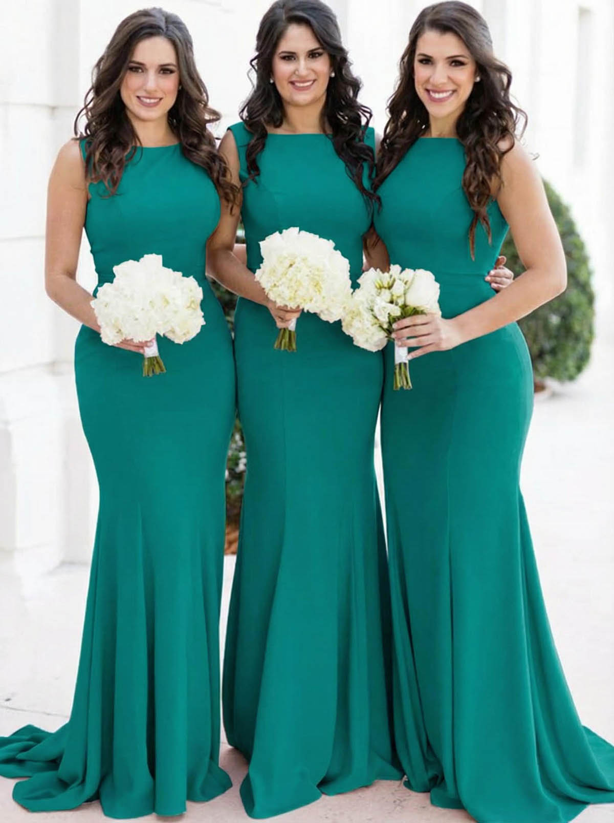 Sheath/Column Square Neckline Sleeveless Elegant Satin Bridesmaid Dresses, product image 40