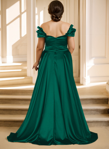 Off-The-Shoulder Silk Like Satin Mother Of The Bride Dresses With Split Front, product image 45