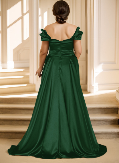 Off-The-Shoulder Silk Like Satin Mother Of The Bride Dresses With Split Front, product image 43