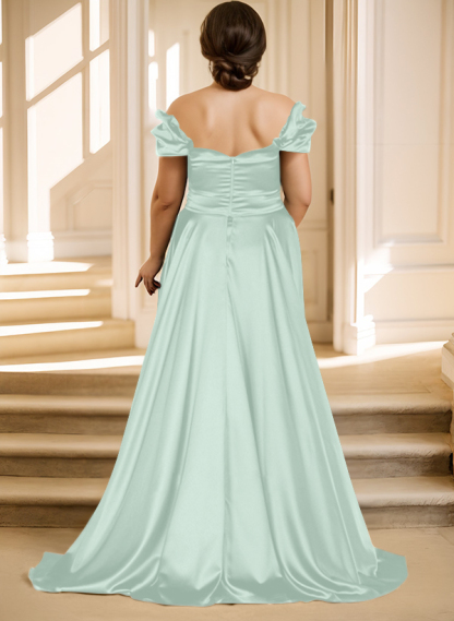 Off-The-Shoulder Silk Like Satin Mother Of The Bride Dresses With Split Front, product image 53