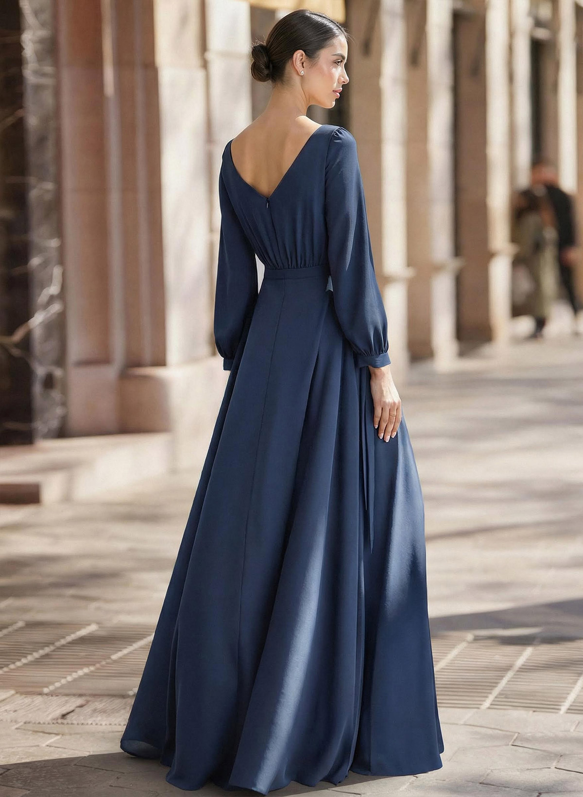 Jumpsuit/Pantsuit Scoop Neck Long Sleeves Floor-Length Chiffon Evening Dresses, supplier image 2