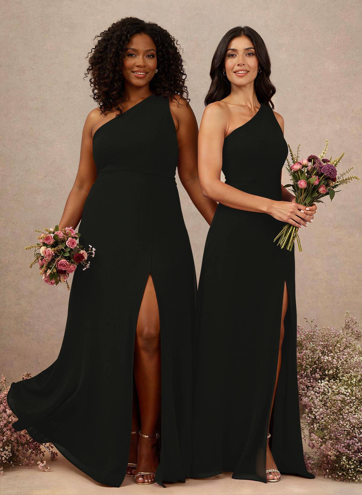 Classic One-Shoulder A-Line High Split Floor-Length Chiffon Bridesmaid Dresses, product image 65