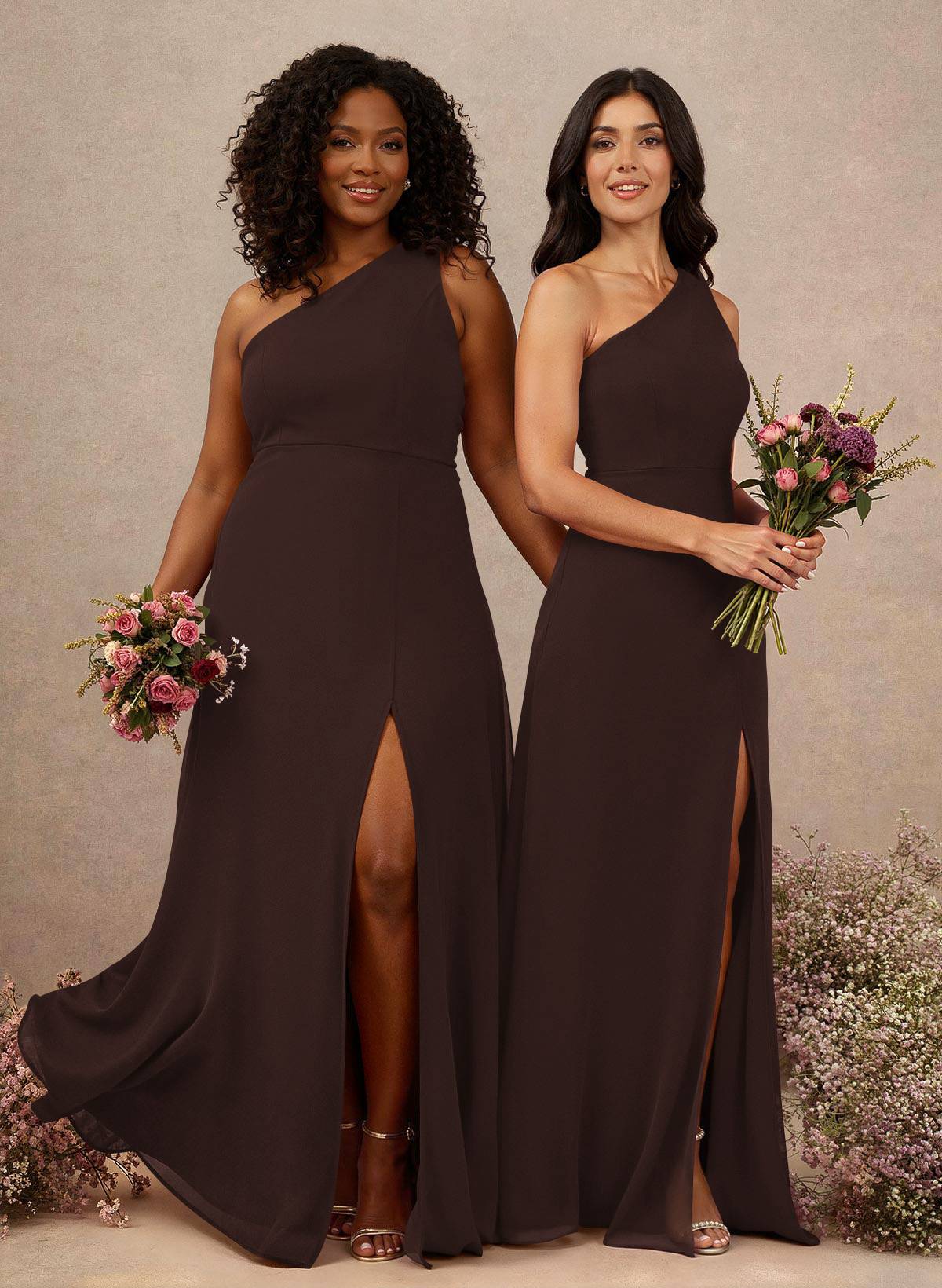 Classic One-Shoulder A-Line High Split Floor-Length Chiffon Bridesmaid Dresses, product image 60