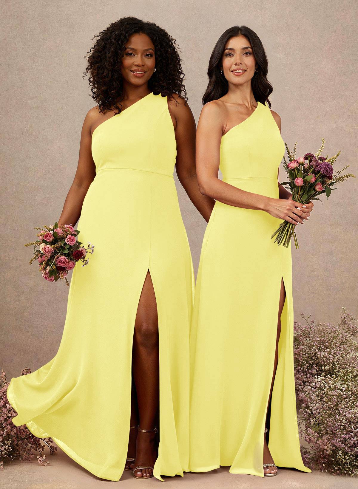 Classic One-Shoulder A-Line High Split Floor-Length Chiffon Bridesmaid Dresses, product image 56