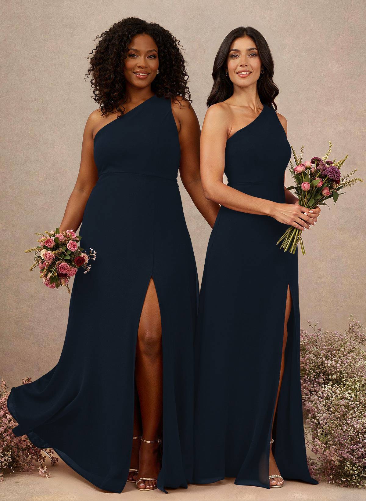Classic One-Shoulder A-Line High Split Floor-Length Chiffon Bridesmaid Dresses, product image 3