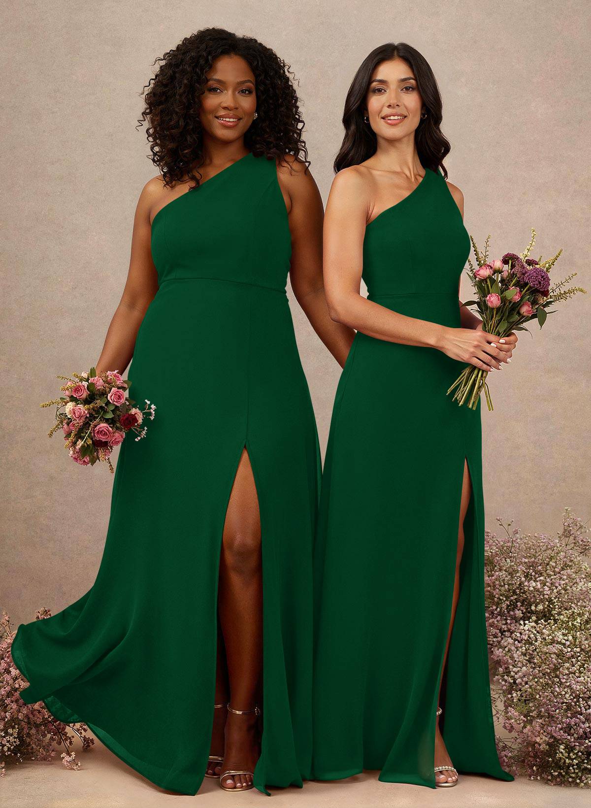 Classic One-Shoulder A-Line High Split Floor-Length Chiffon Bridesmaid Dresses, product image 71