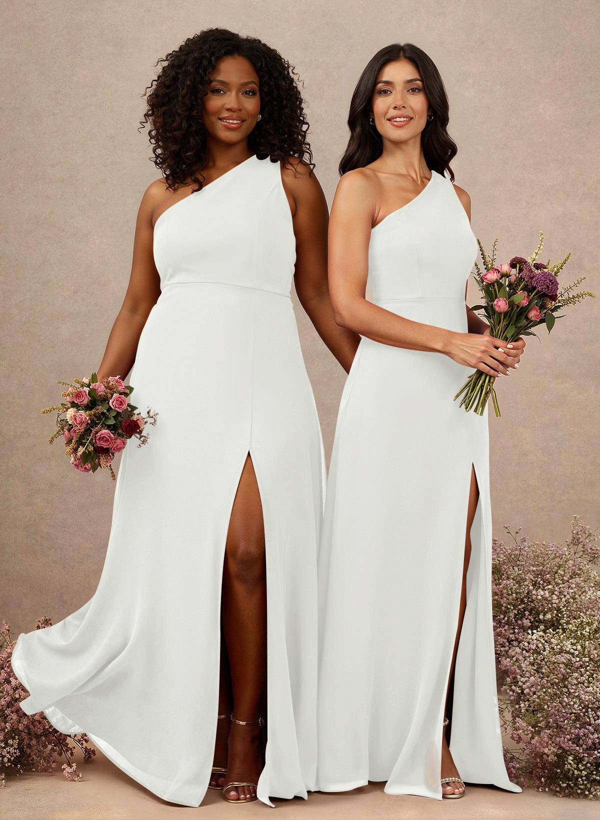 Classic One-Shoulder A-Line High Split Floor-Length Chiffon Bridesmaid Dresses, product image 61