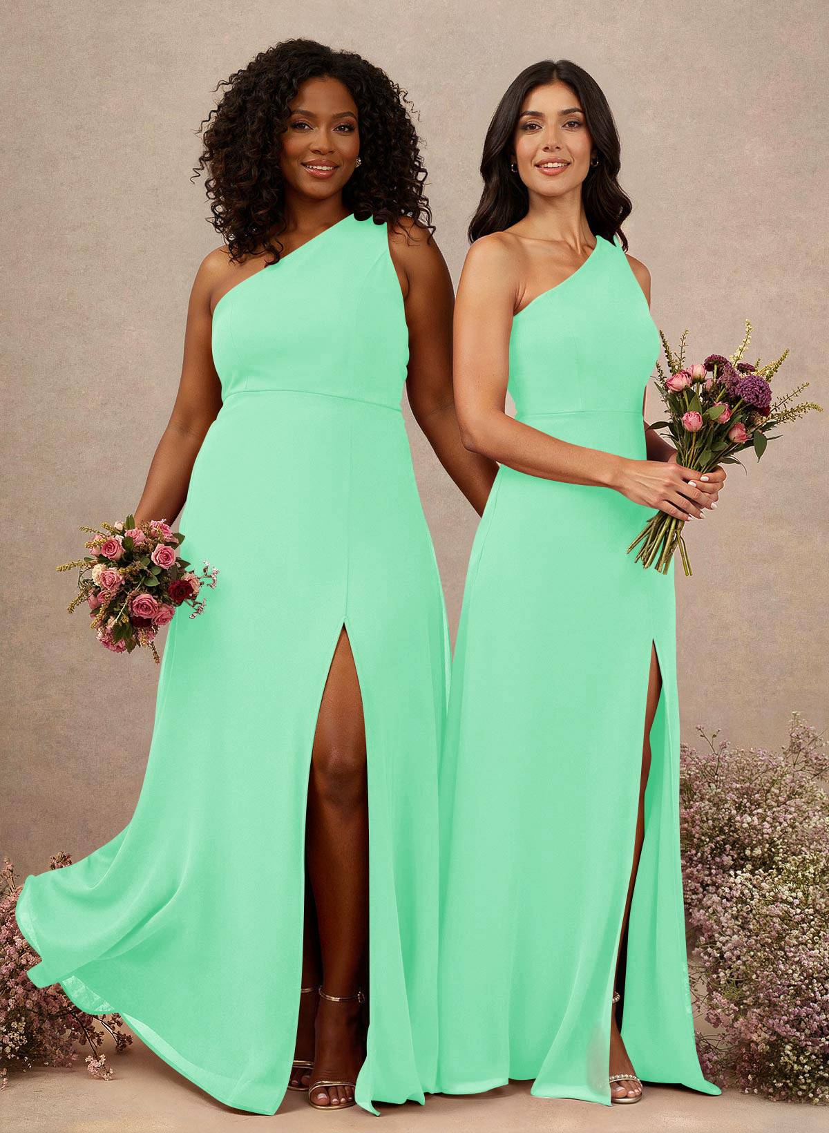 Classic One-Shoulder A-Line High Split Floor-Length Chiffon Bridesmaid Dresses, product image 52