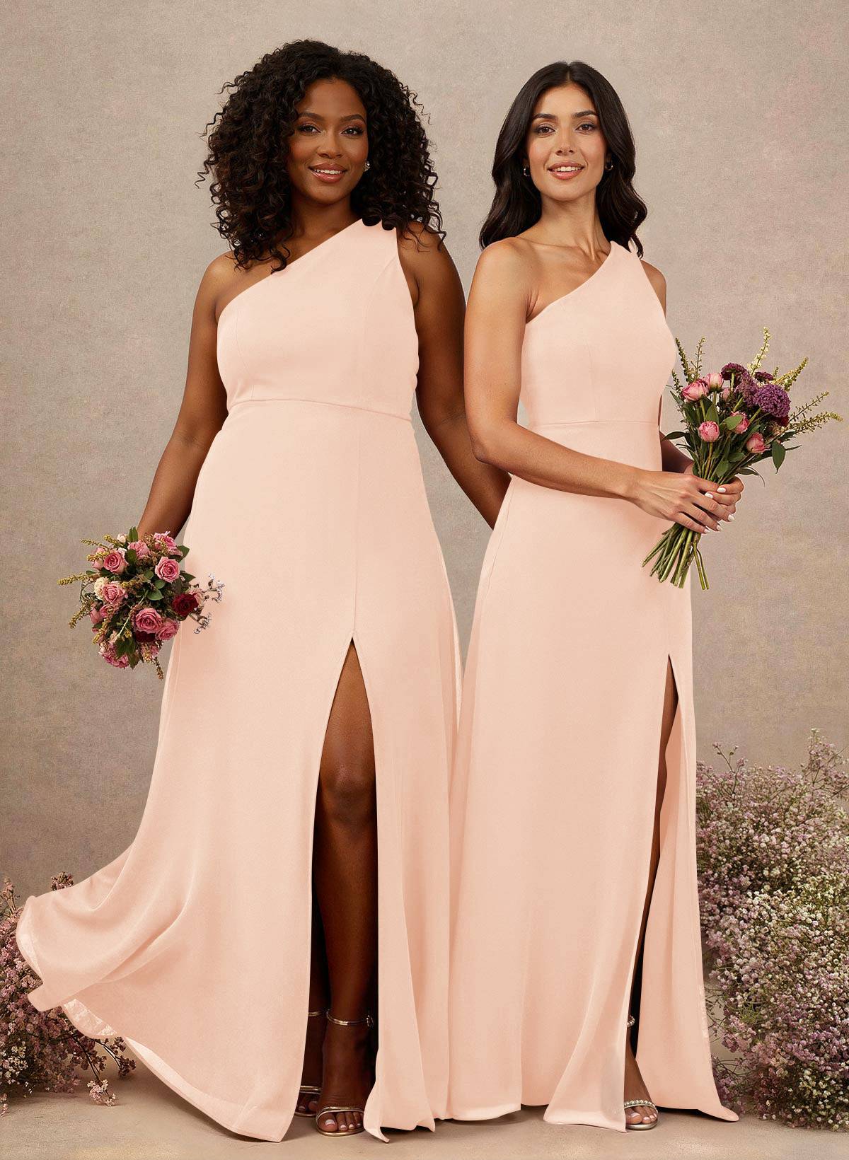 Classic One-Shoulder A-Line High Split Floor-Length Chiffon Bridesmaid Dresses, product image 27