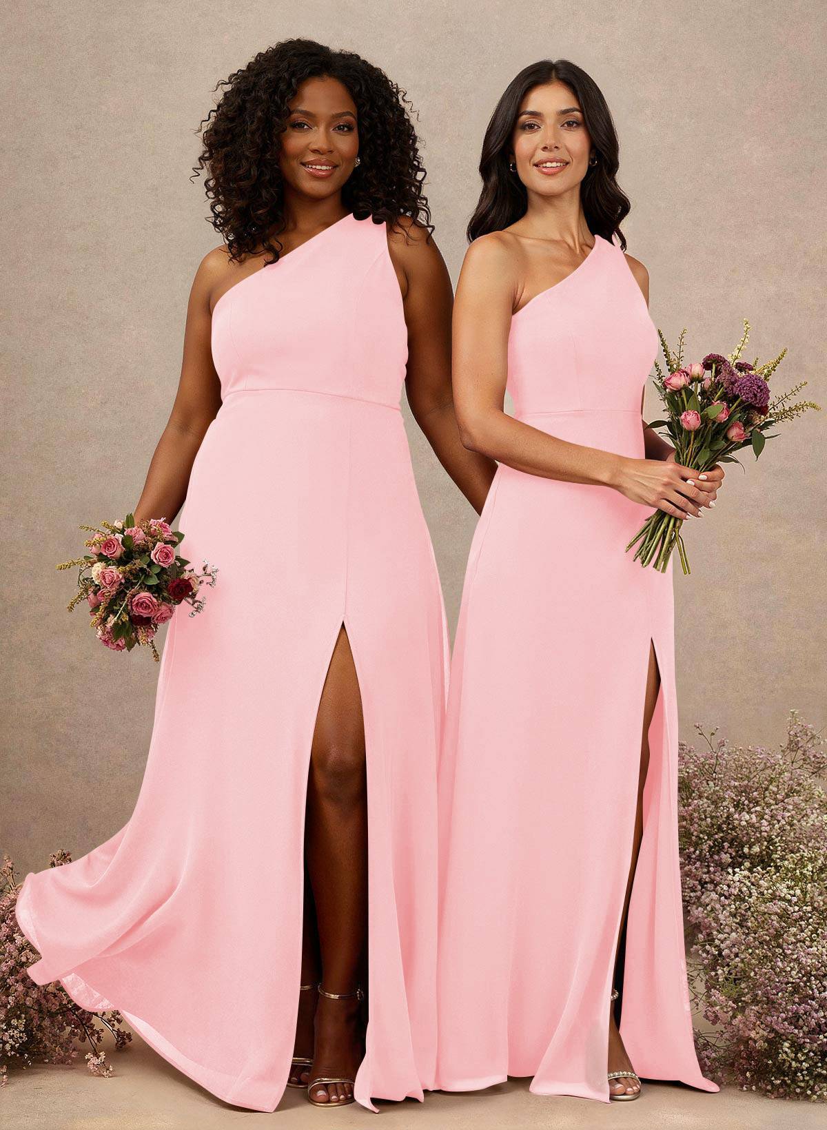 Classic One-Shoulder A-Line High Split Floor-Length Chiffon Bridesmaid Dresses, product image 29