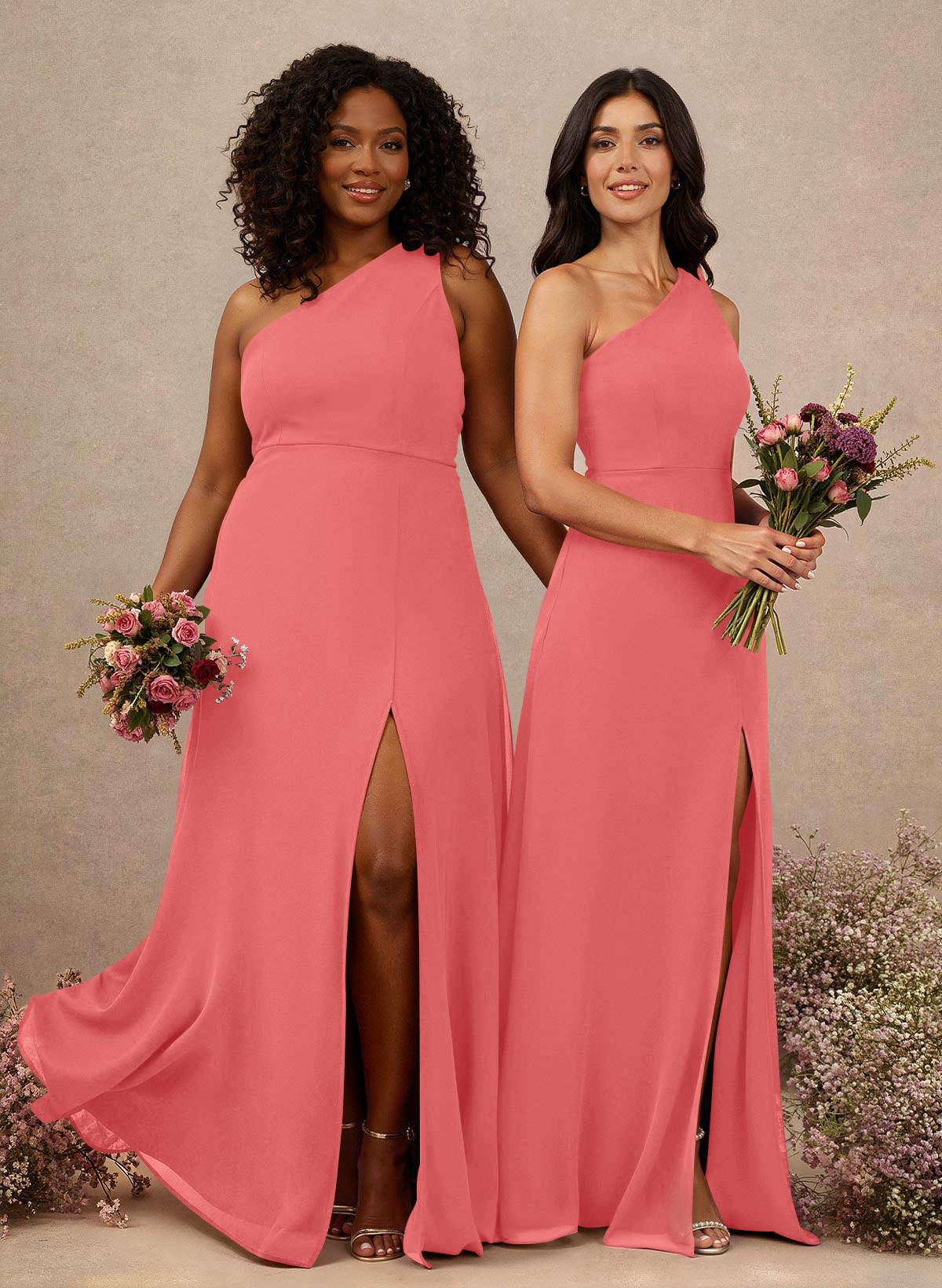 Classic One-Shoulder A-Line High Split Floor-Length Chiffon Bridesmaid Dresses, product image 25