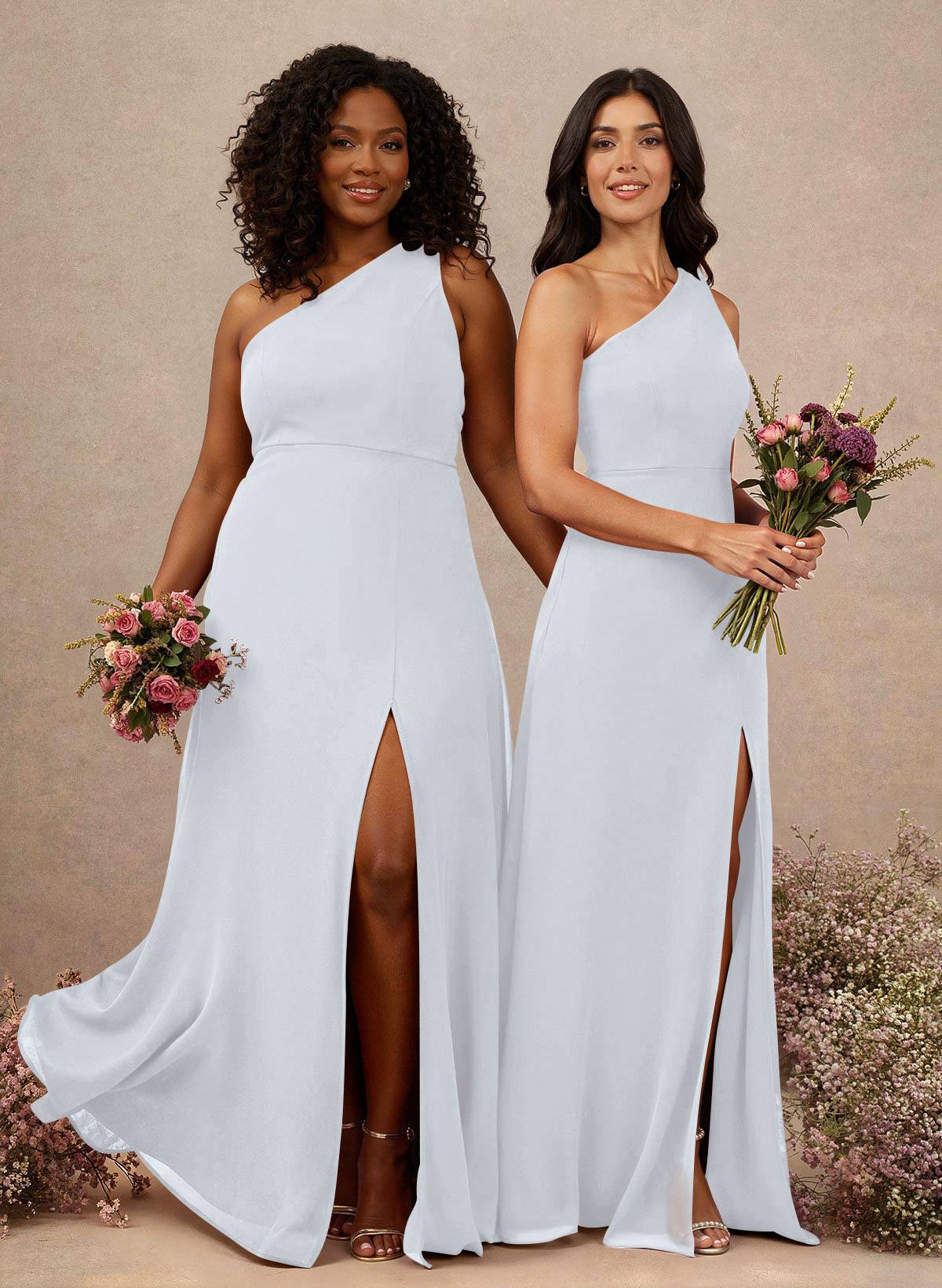 Classic One-Shoulder A-Line High Split Floor-Length Chiffon Bridesmaid Dresses, product image 62