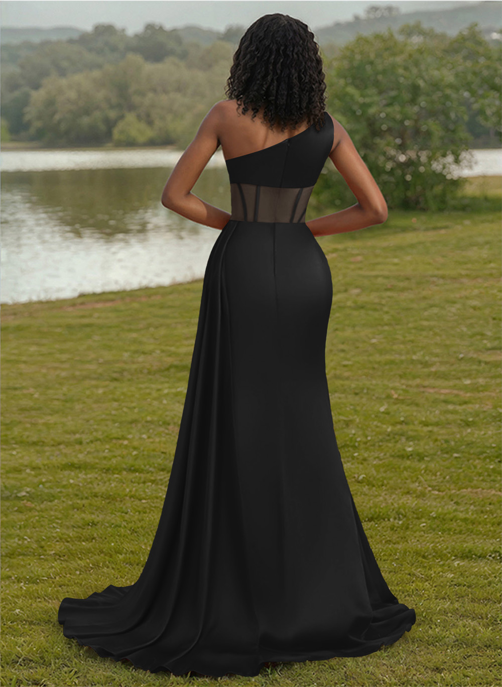 Trumpet/Mermaid One-Shoulder Silk Like Satin Bridesmaid Dresses With High Split, product image 30