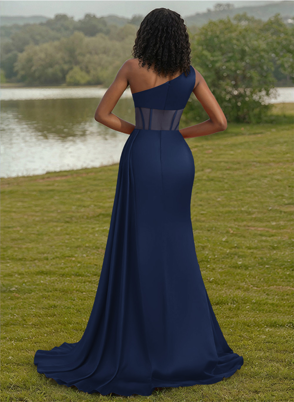 Trumpet/Mermaid One-Shoulder Silk Like Satin Bridesmaid Dresses With High Split, product image 52