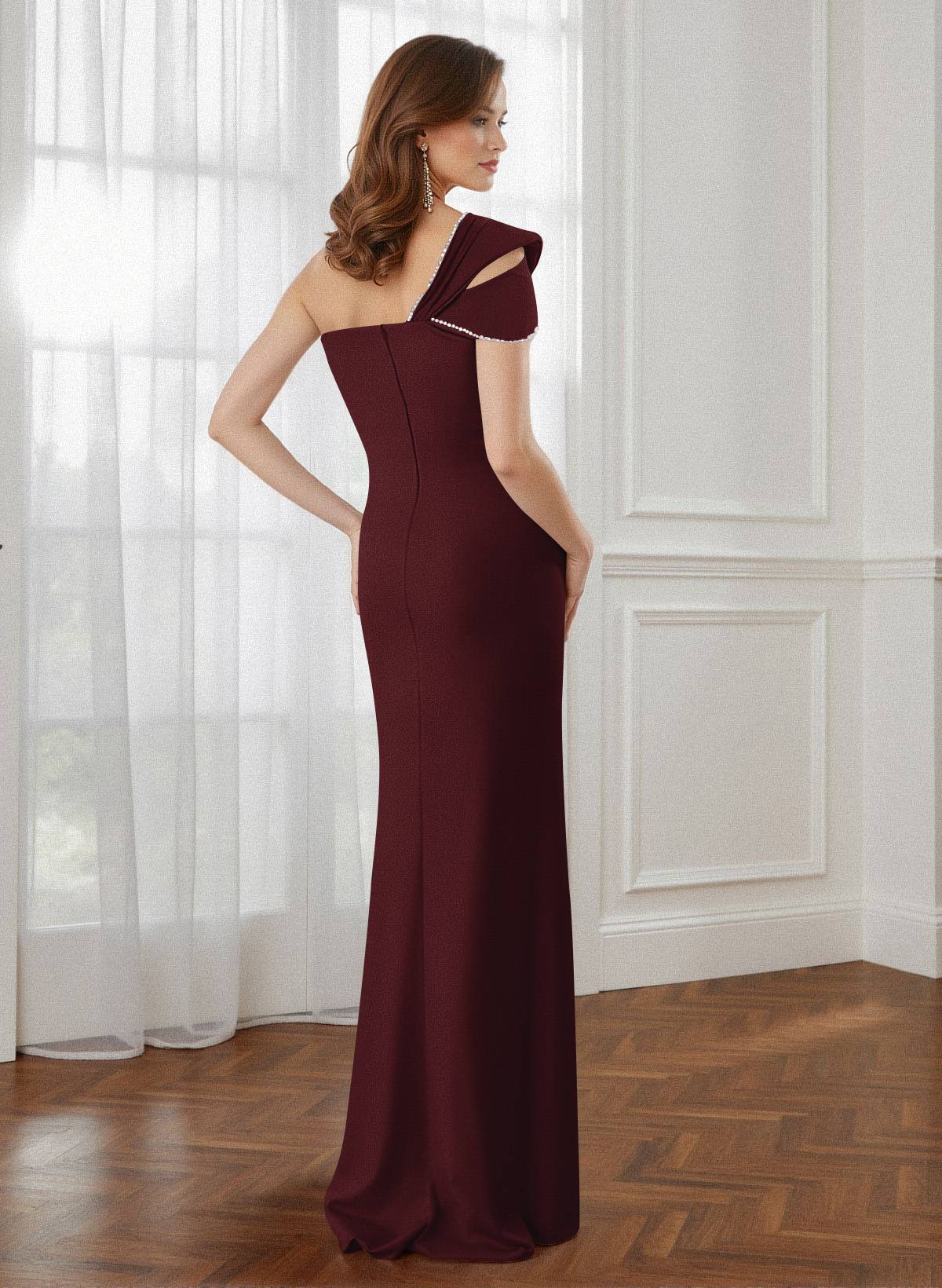 Trumpet/Mermaid One-Shoulder Elastic Satin Bridesmaid Dresses With Beading