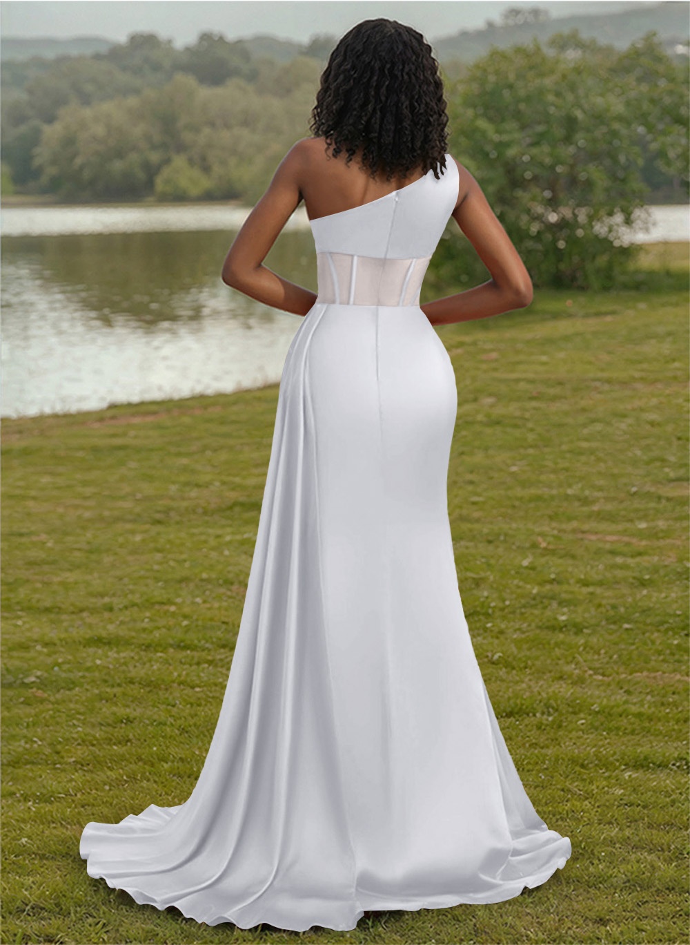 Trumpet/Mermaid One-Shoulder Silk Like Satin Bridesmaid Dresses With High Split, product image 88