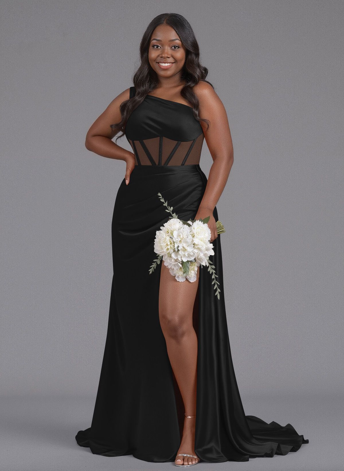 Trumpet/Mermaid One-Shoulder Silk Like Satin Bridesmaid Dresses With High Split, product image 116