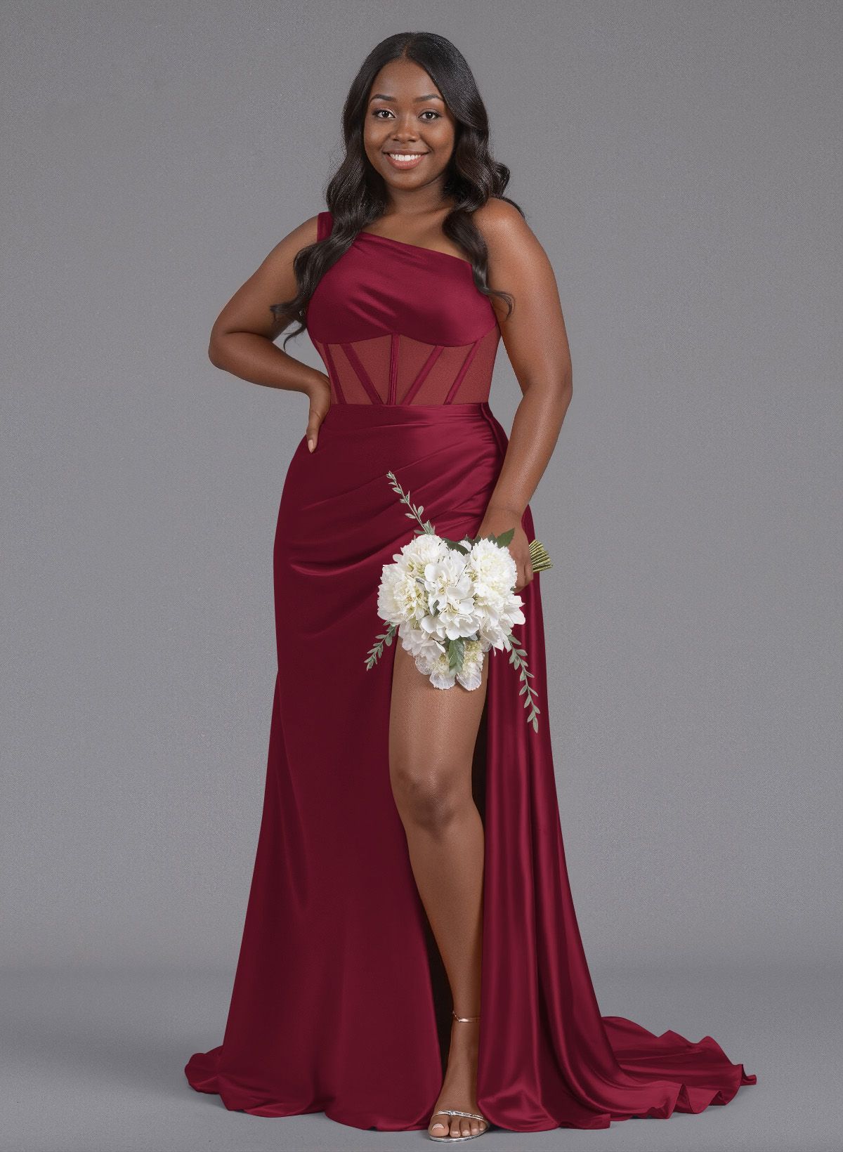 Trumpet/Mermaid One-Shoulder Silk Like Satin Bridesmaid Dresses With High Split, product image 106