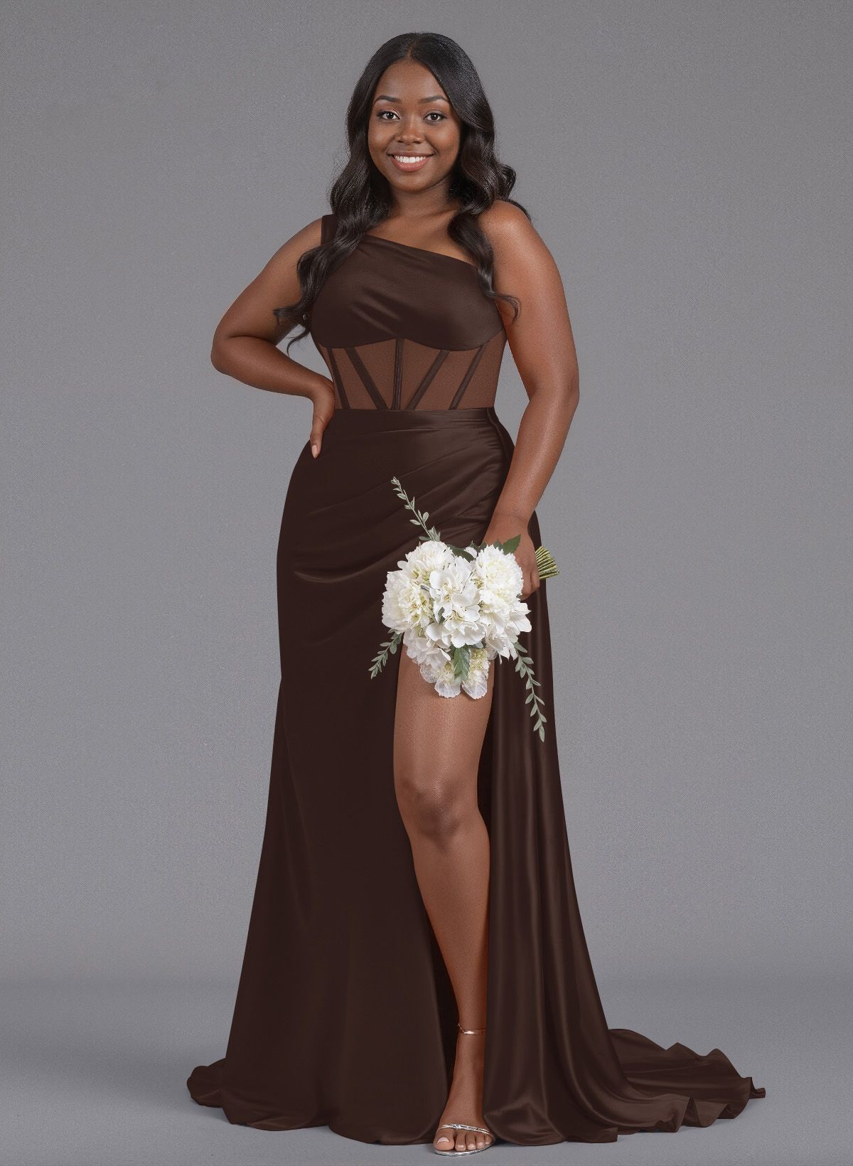 Trumpet/Mermaid One-Shoulder Silk Like Satin Bridesmaid Dresses With High Split, product image 144