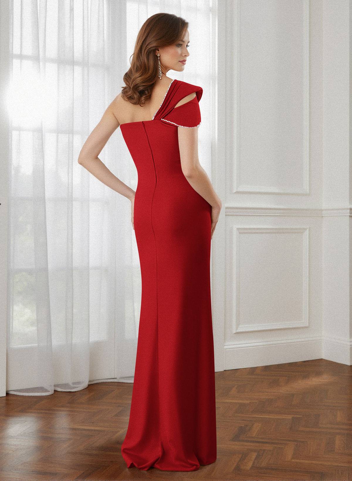 Trumpet/Mermaid One-Shoulder Elastic Satin Bridesmaid Dresses With Beading