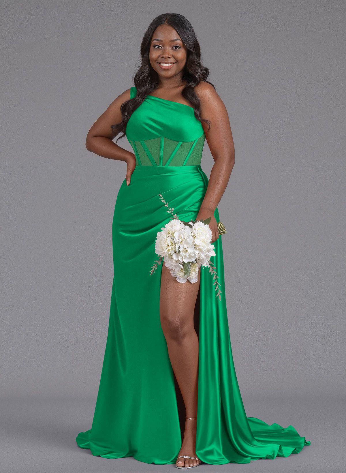 Trumpet/Mermaid One-Shoulder Silk Like Satin Bridesmaid Dresses With High Split, product image 149