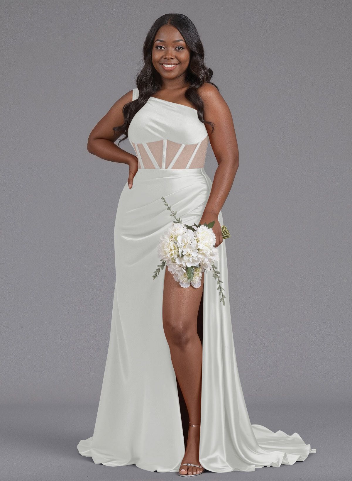 Trumpet/Mermaid One-Shoulder Silk Like Satin Bridesmaid Dresses With High Split, product image 122