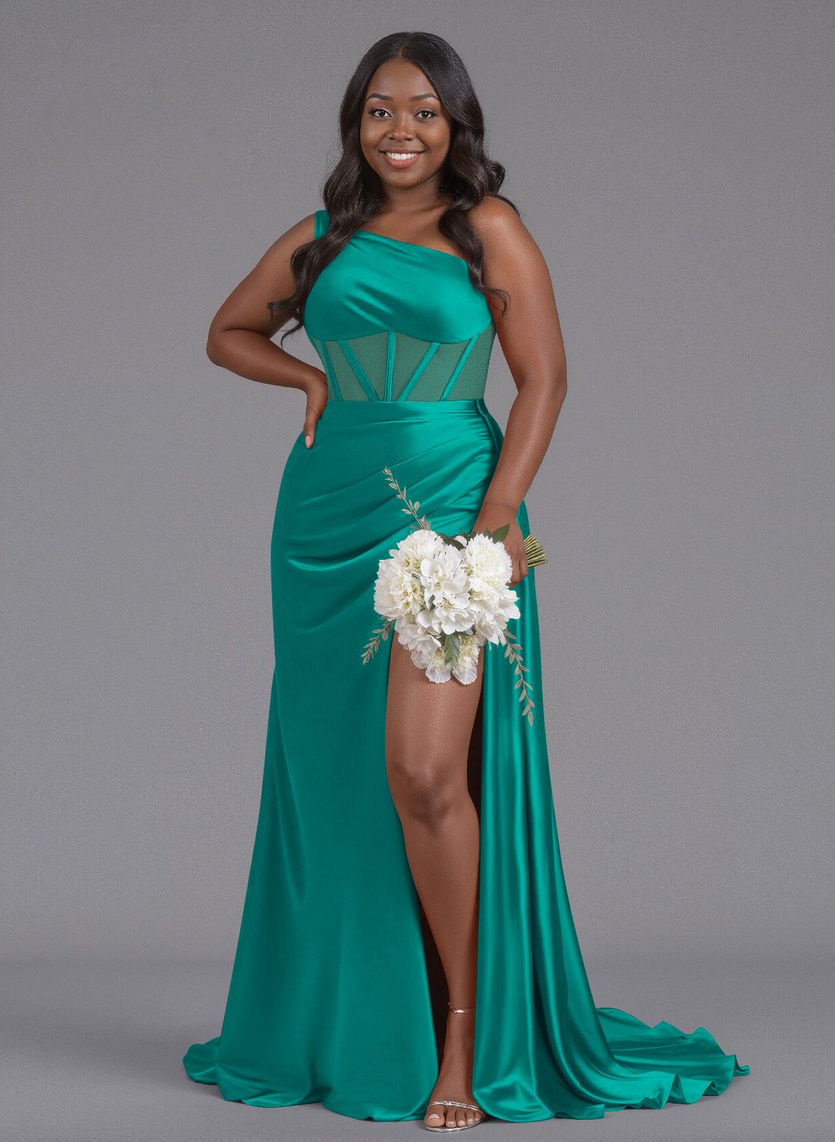 Trumpet/Mermaid One-Shoulder Silk Like Satin Bridesmaid Dresses With High Split, product image 129