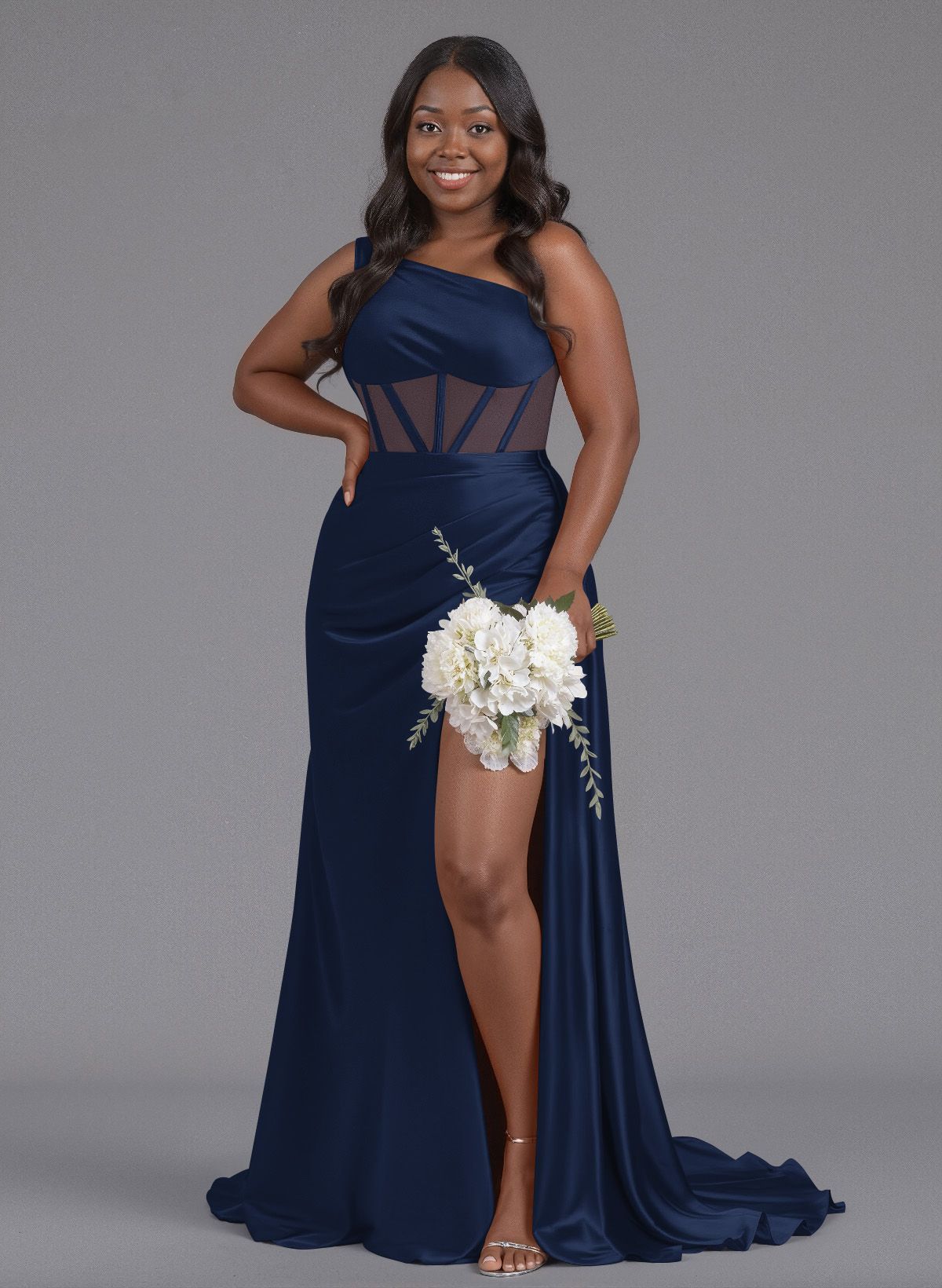 Trumpet/Mermaid One-Shoulder Silk Like Satin Bridesmaid Dresses With High Split, product image 127