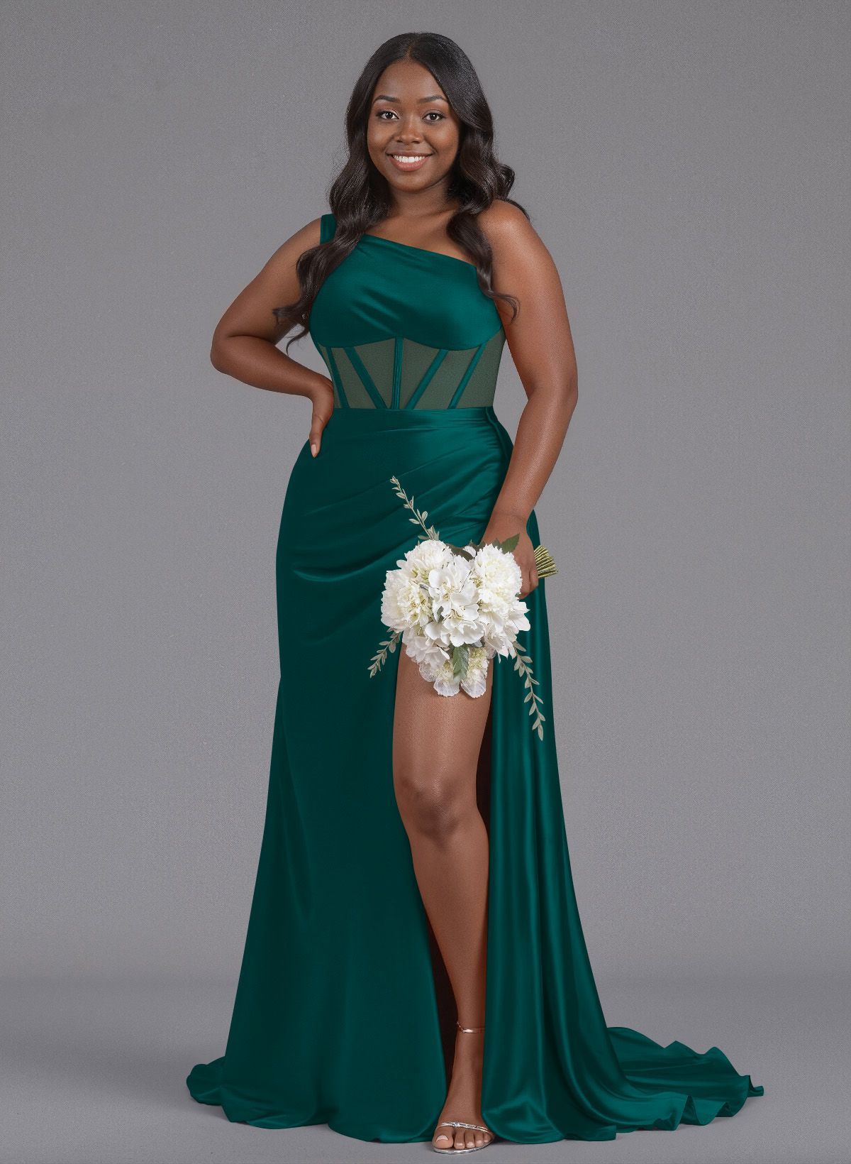 Trumpet/Mermaid One-Shoulder Silk Like Satin Bridesmaid Dresses With High Split, product image 124