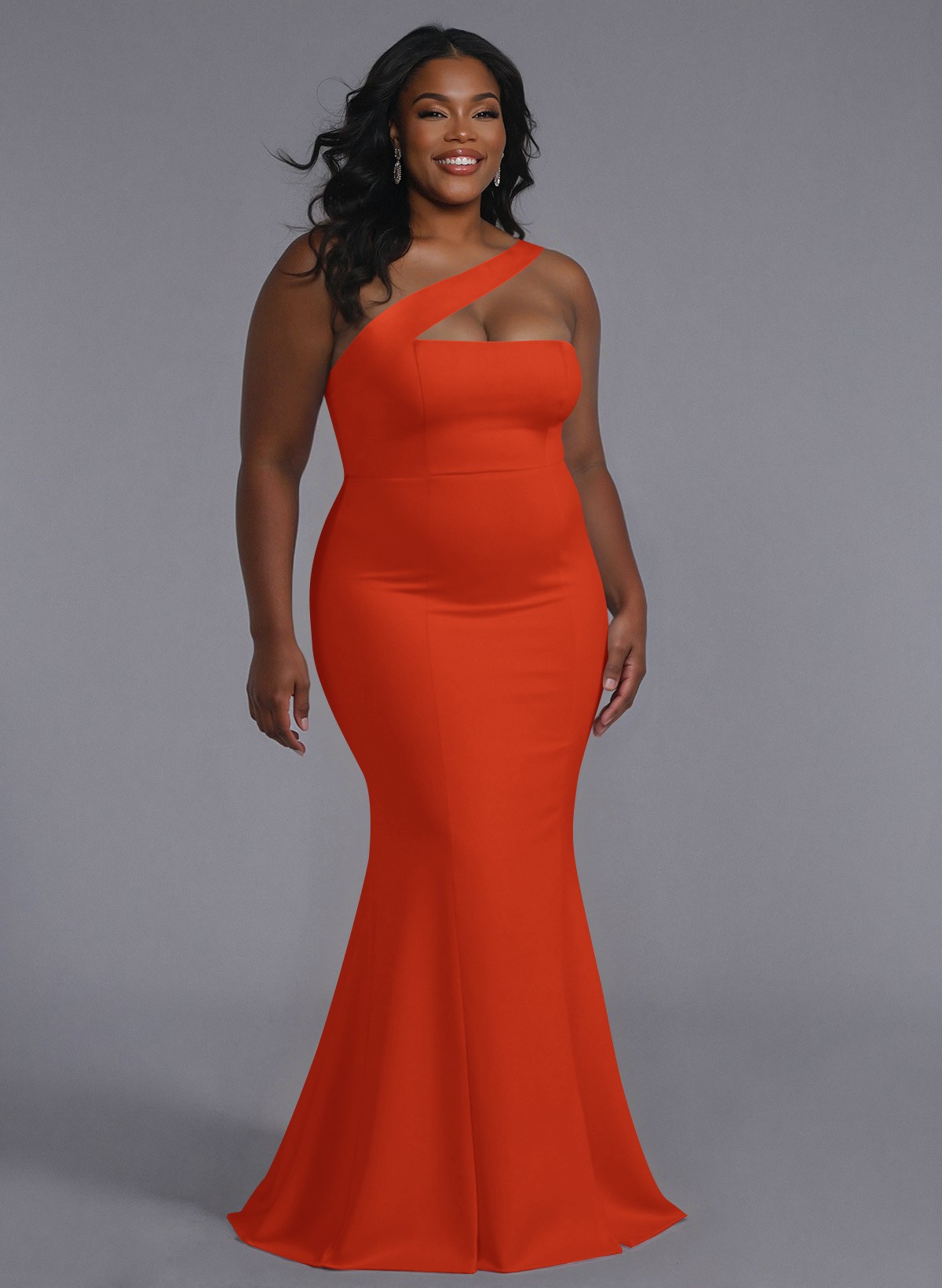 One-Shoulder Trumpet/Mermaid Pink Elastic Satin Bridesmaid Dresses, product image 230