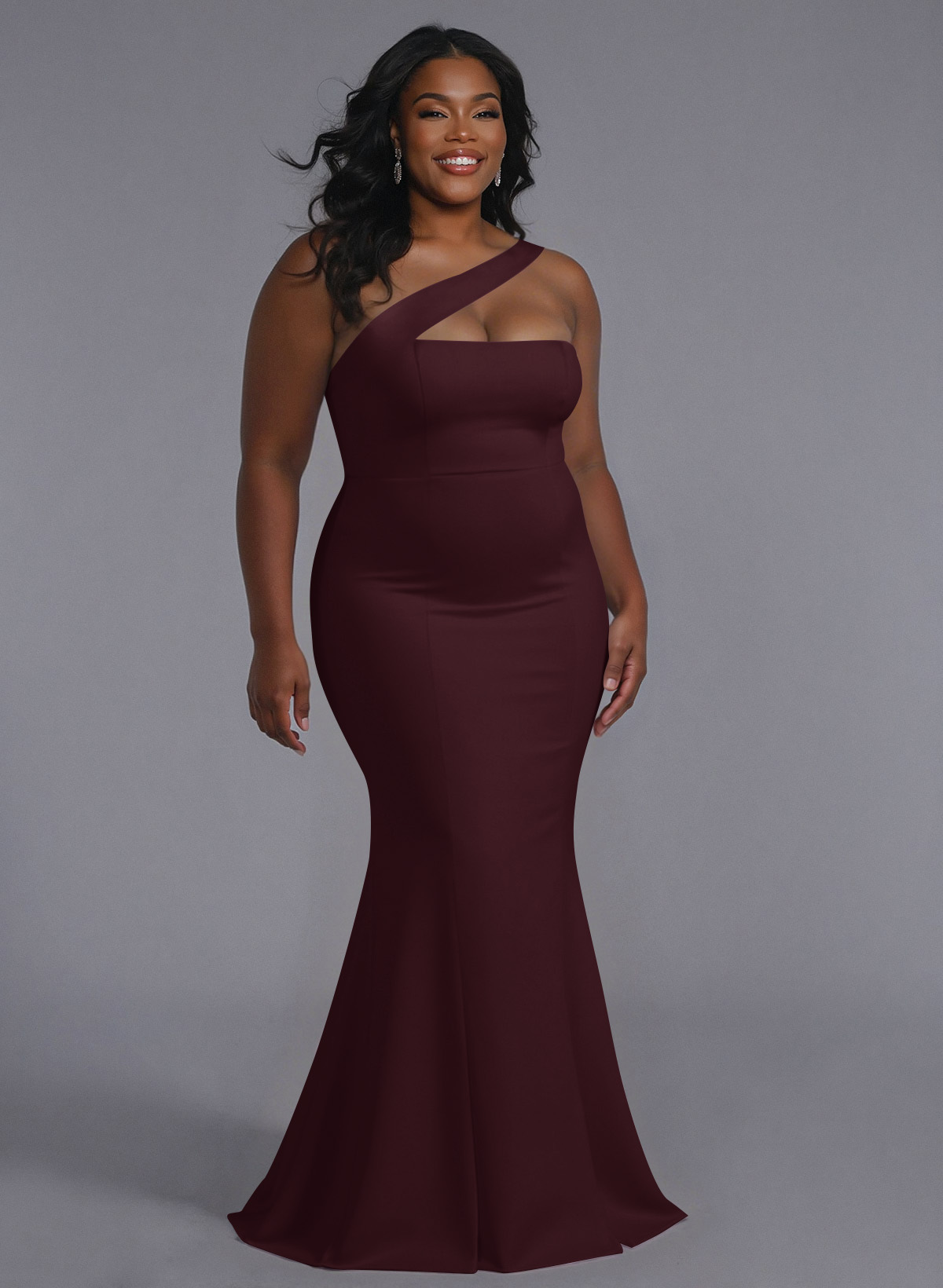 One-Shoulder Trumpet/Mermaid Pink Elastic Satin Bridesmaid Dresses, product image 205