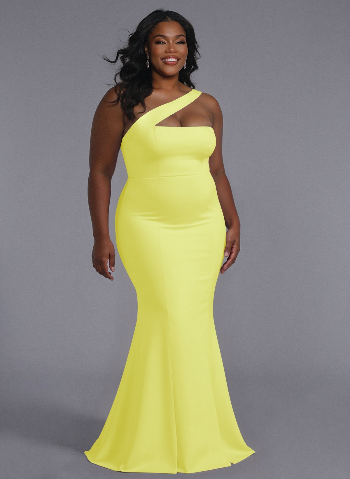 One-Shoulder Trumpet/Mermaid Pink Elastic Satin Bridesmaid Dresses, product image 226